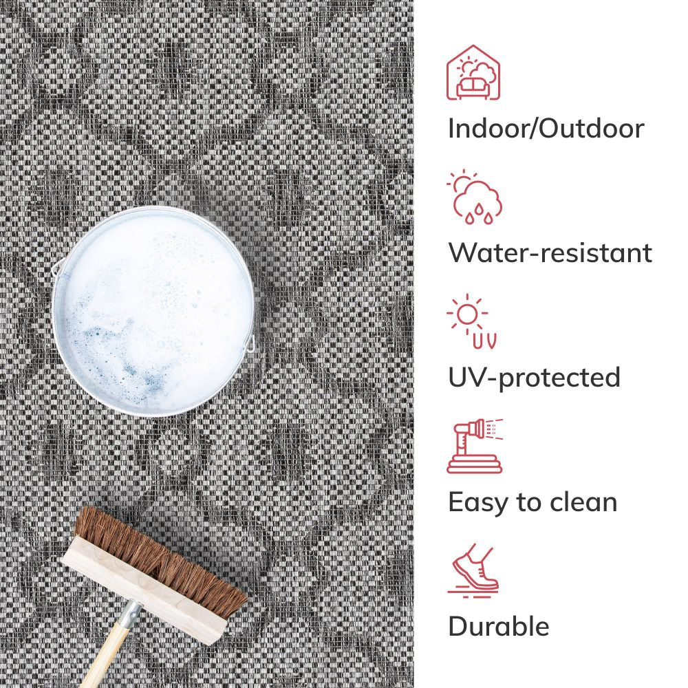 Sol Lattice Trellis Indoor Outdoor Grauer Flachgewebe-Teppich