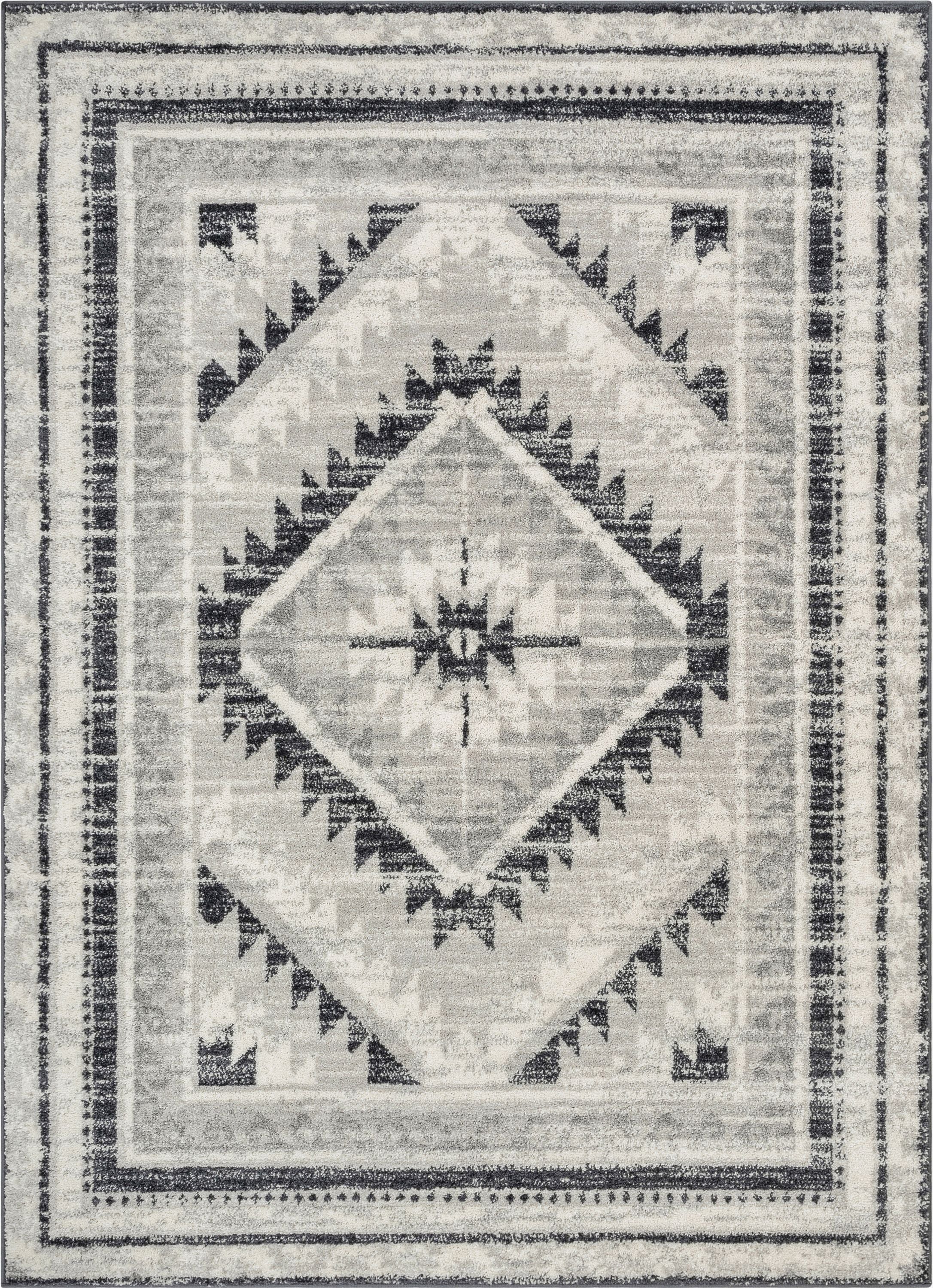 Pisa Azteken-Stammes-Teppich im S&uuml;dwesten in Grau