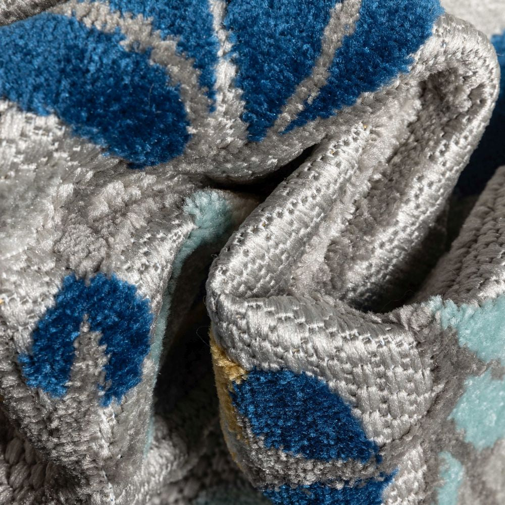 Neveh Grauer moderner Teppich mit Blumenmuster f&uuml;r drinnen und drau&szlig;en