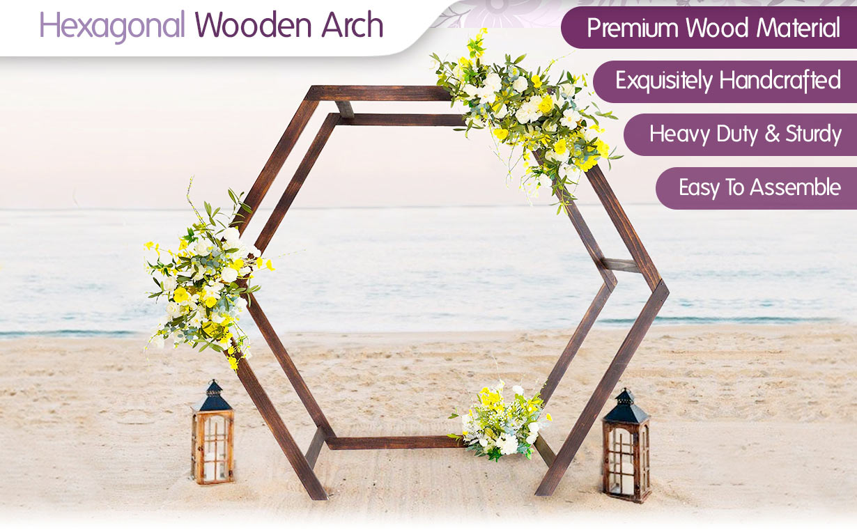 hexagon wood backdrop for wedding