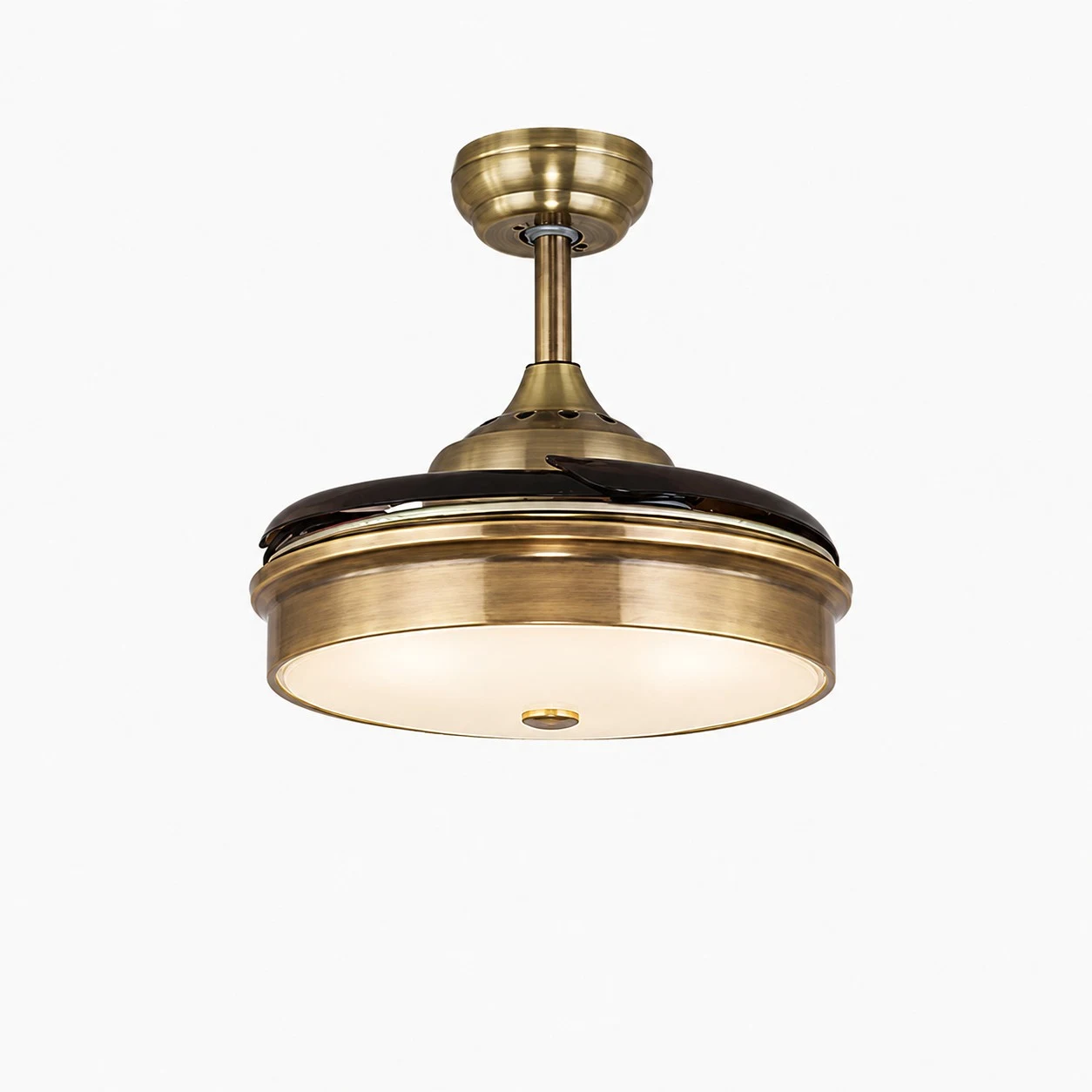 Ventilador de teto retrátil em latão antigo, estilo A