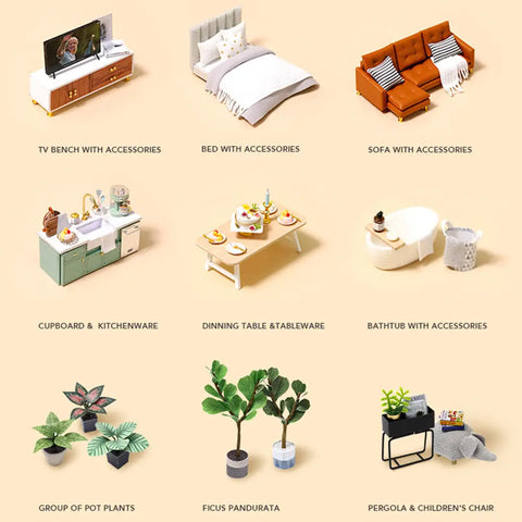 Kit de casa en miniatura para una vida cómoda
