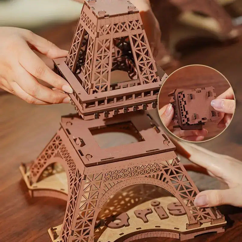 Puzzle 3D en bois illuminé Tour Eiffel
