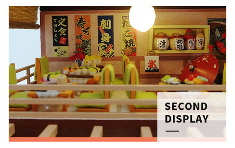 Fifijoy Miniatur-Puppenhaus im japanischen Stil, Gibbon-Sushi
