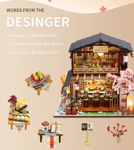 Fifijoy Miniatur-Puppenhaus im japanischen Stil, Gibbon-Sushi