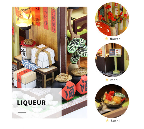 Fifijoy Miniatur-Puppenhaus im japanischen Stil, Gibbon-Sushi