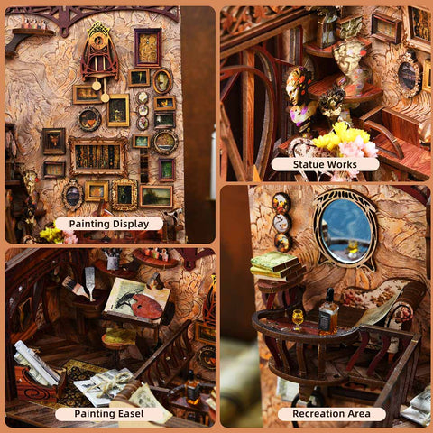 Estantería Booknook DIY del Día del pintor al anochecer de Fifijoy