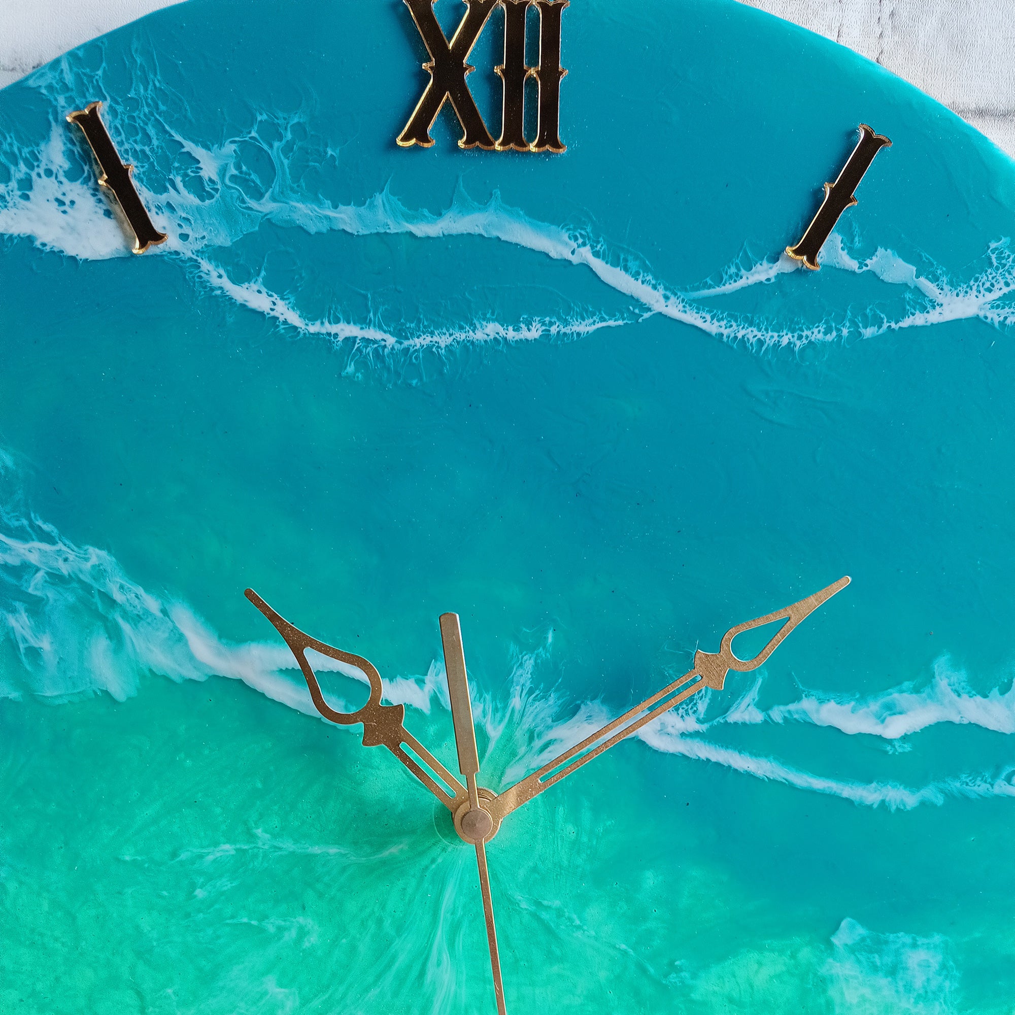 Clear White Beach Epoxy Resin Wall Clock