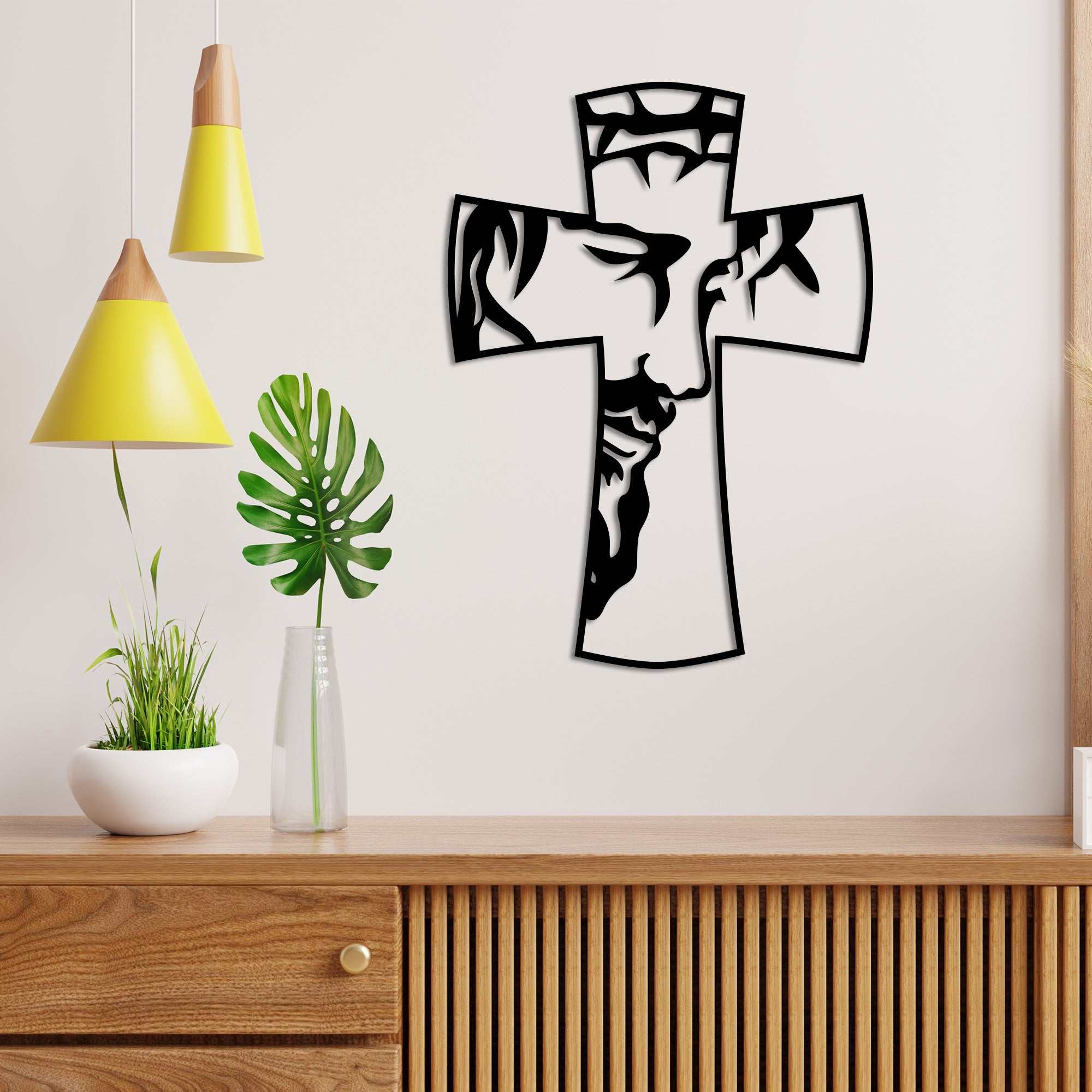 Jesus on Cross Symbol Metal Wall Art