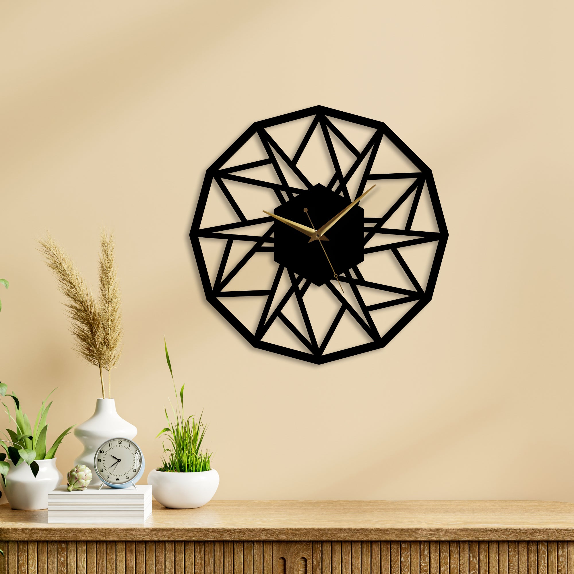 Modern Geometric Pattern Metal Wall Clock
