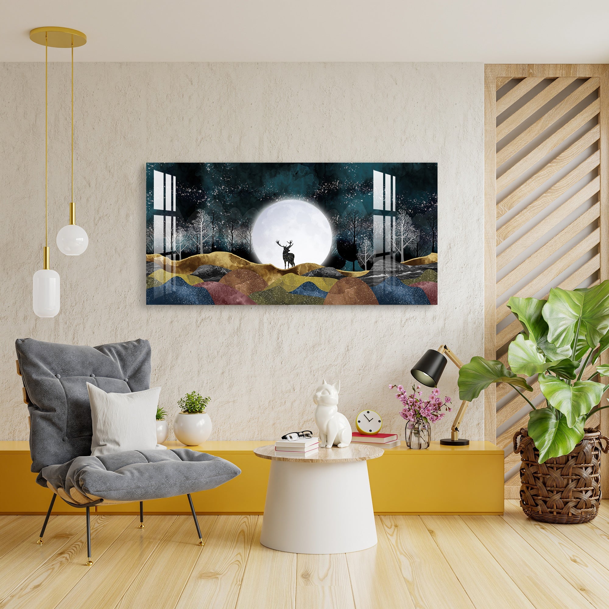 Moonlight Forest Acrylic Wall Art - 29.5X14.5 Inch / 3MM