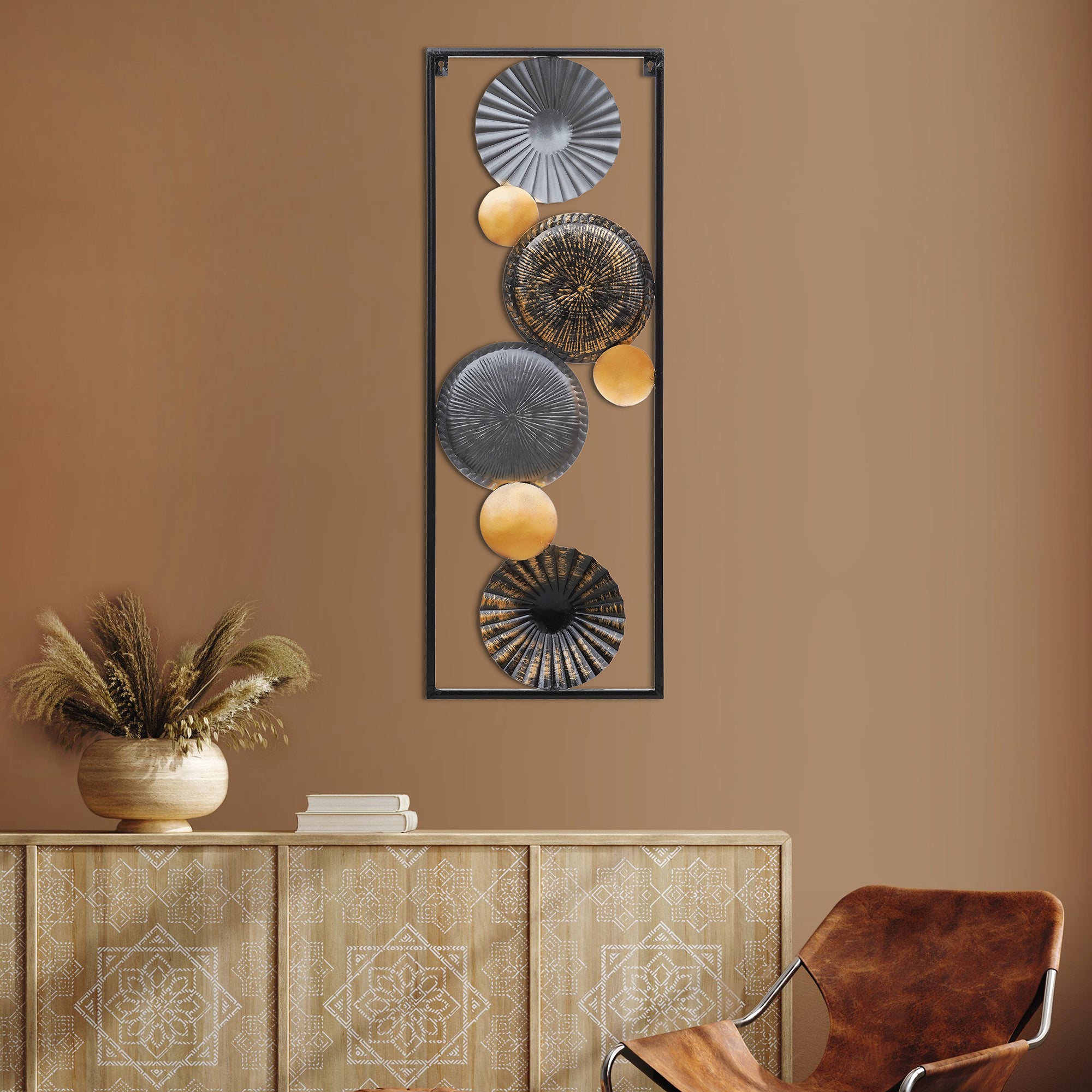 Vertical Abstract Black Metal Wall Art
