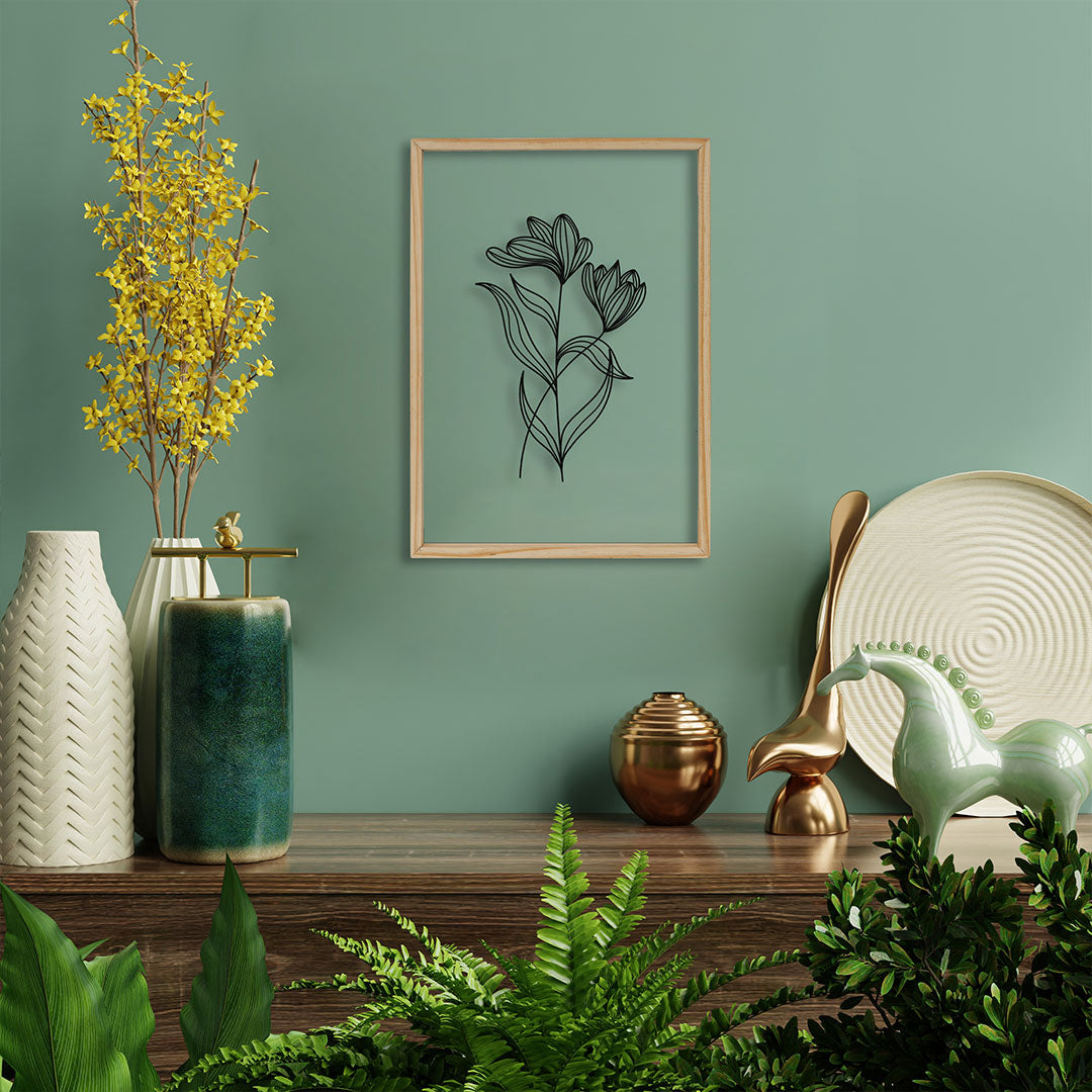 Flowers with Leaf Acrylic Frame