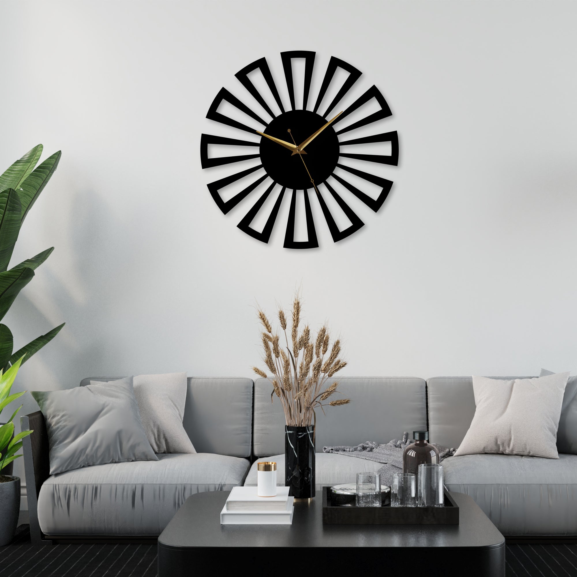 Flower Design Metal Wall Clock