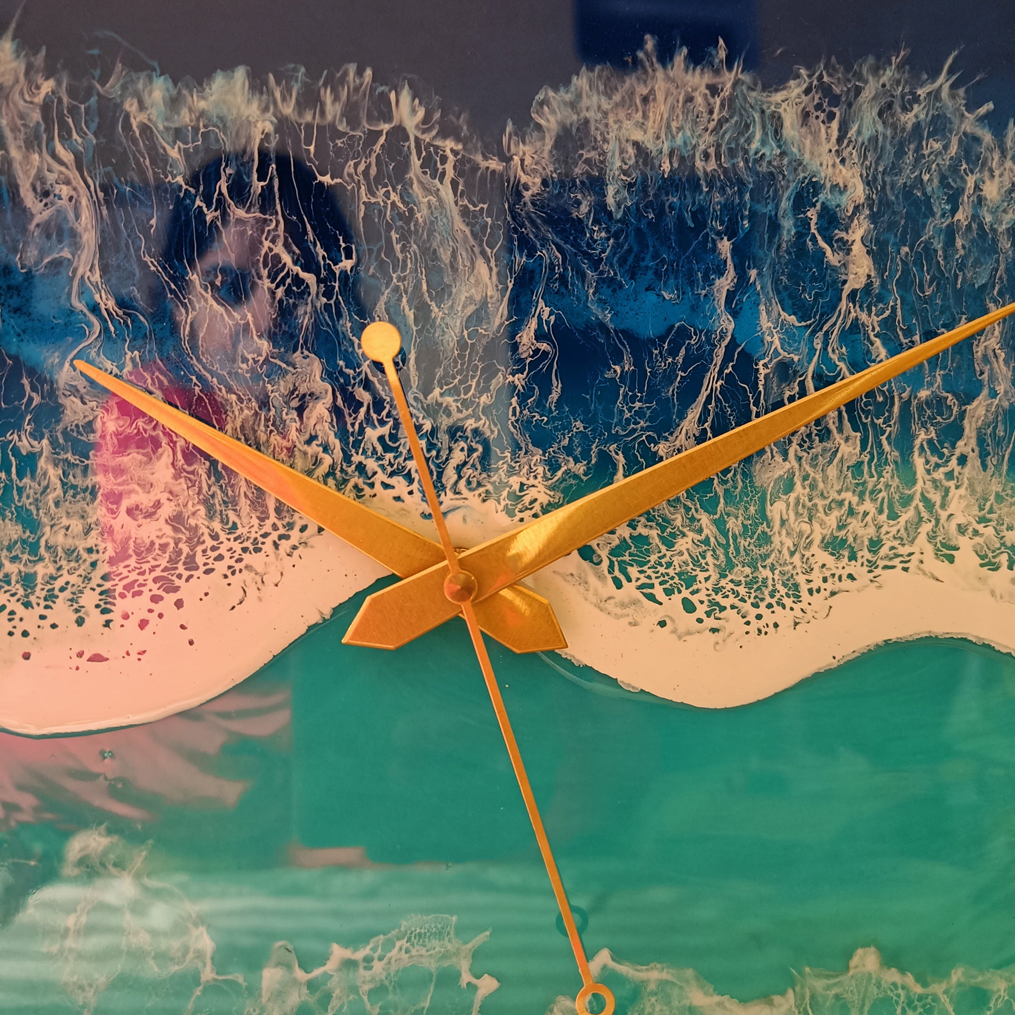 Light Green & Blue Beach Epoxy Resin Wall Clock
