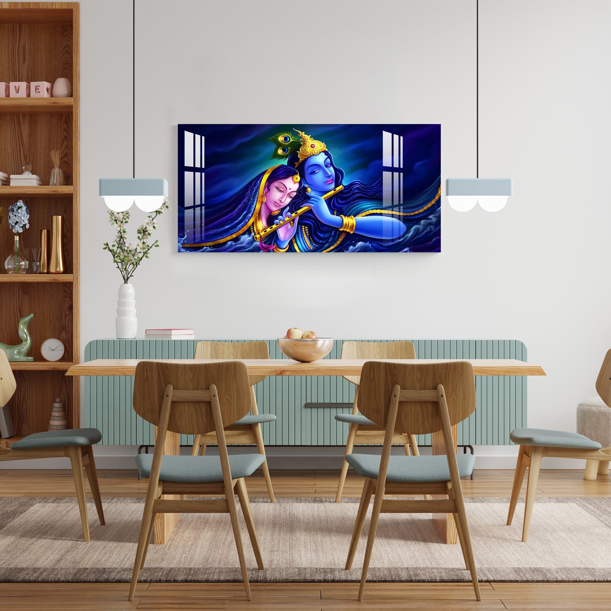 Shri Radhe Krishna Acrylic Wall Art - 41.5X20.5 Inch / 3MM