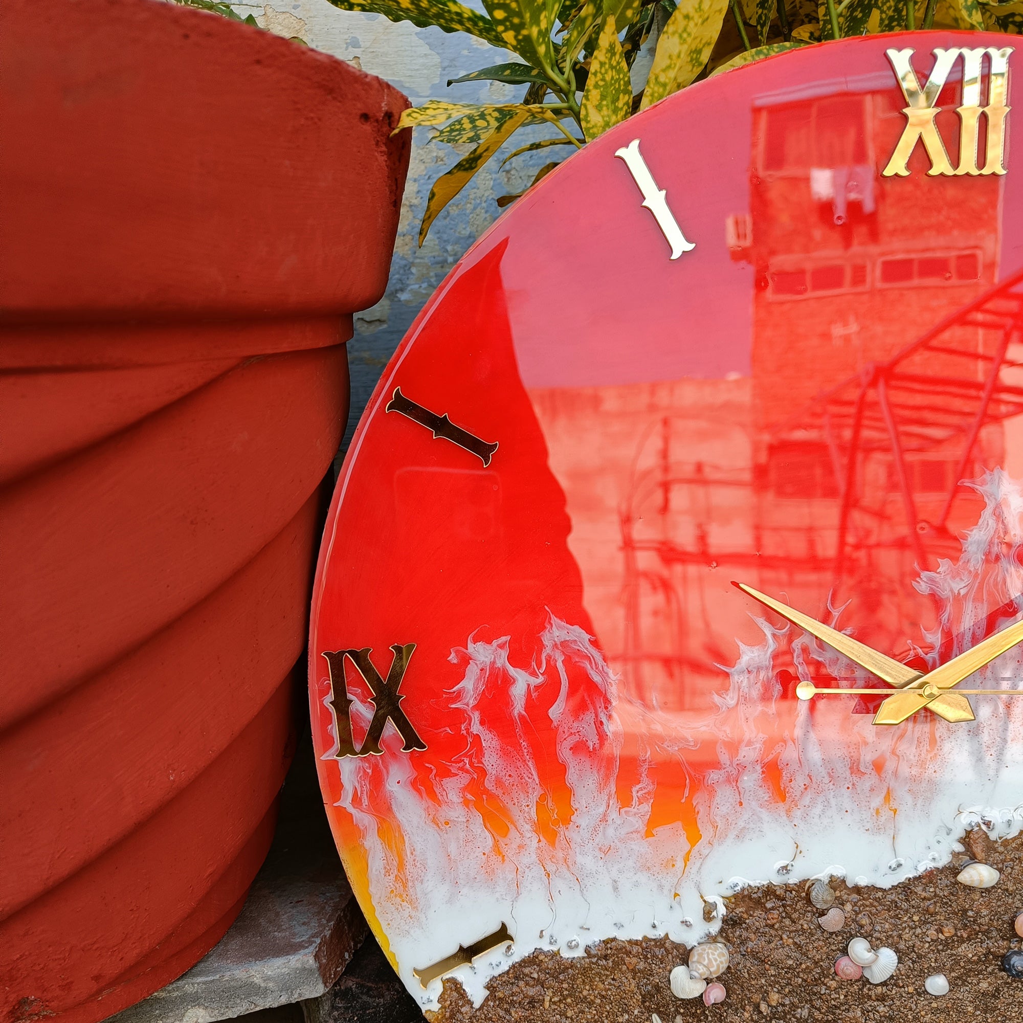 Beach View Epoxy Resin Wall Clock
