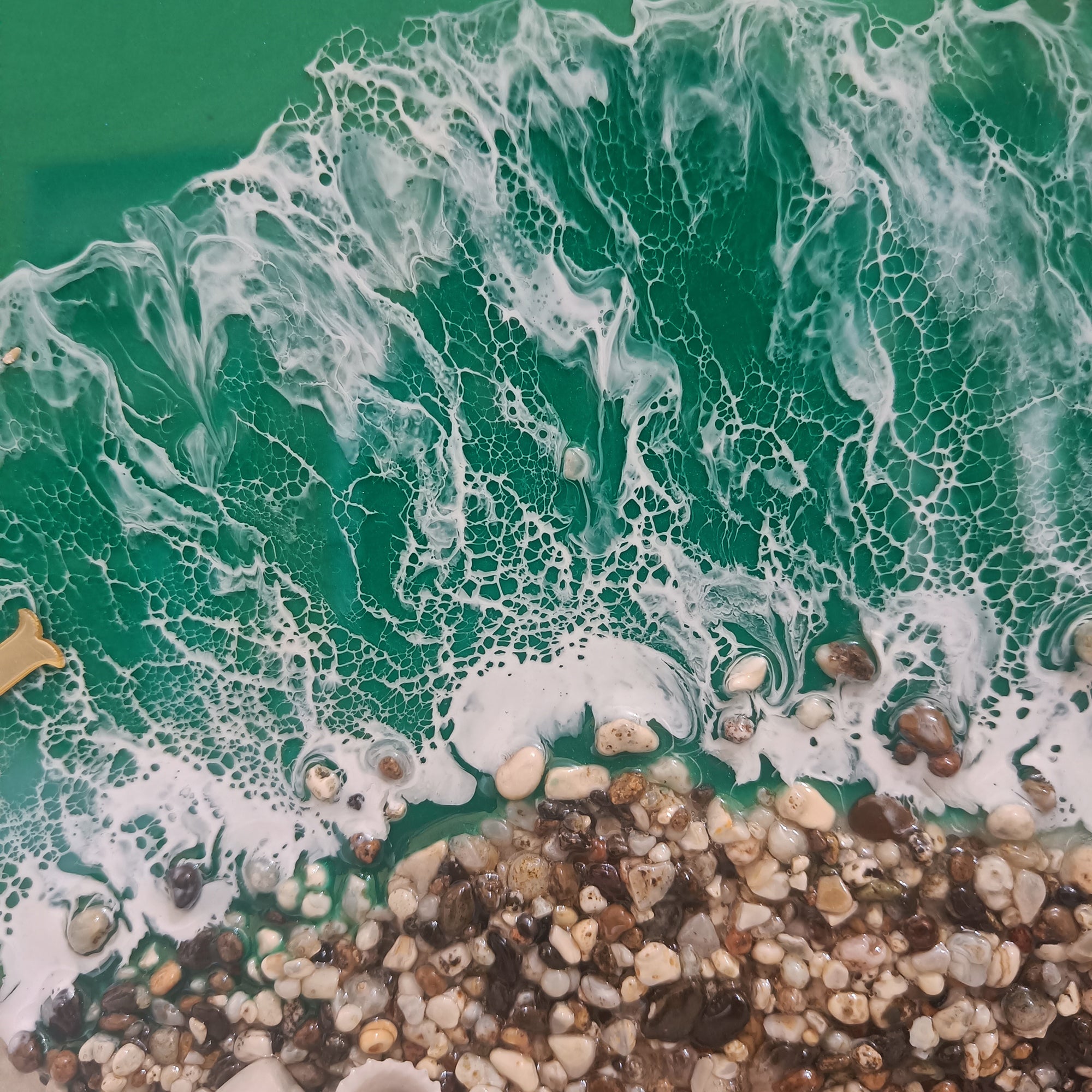 Green Beach Epoxy Resin Wall Clock