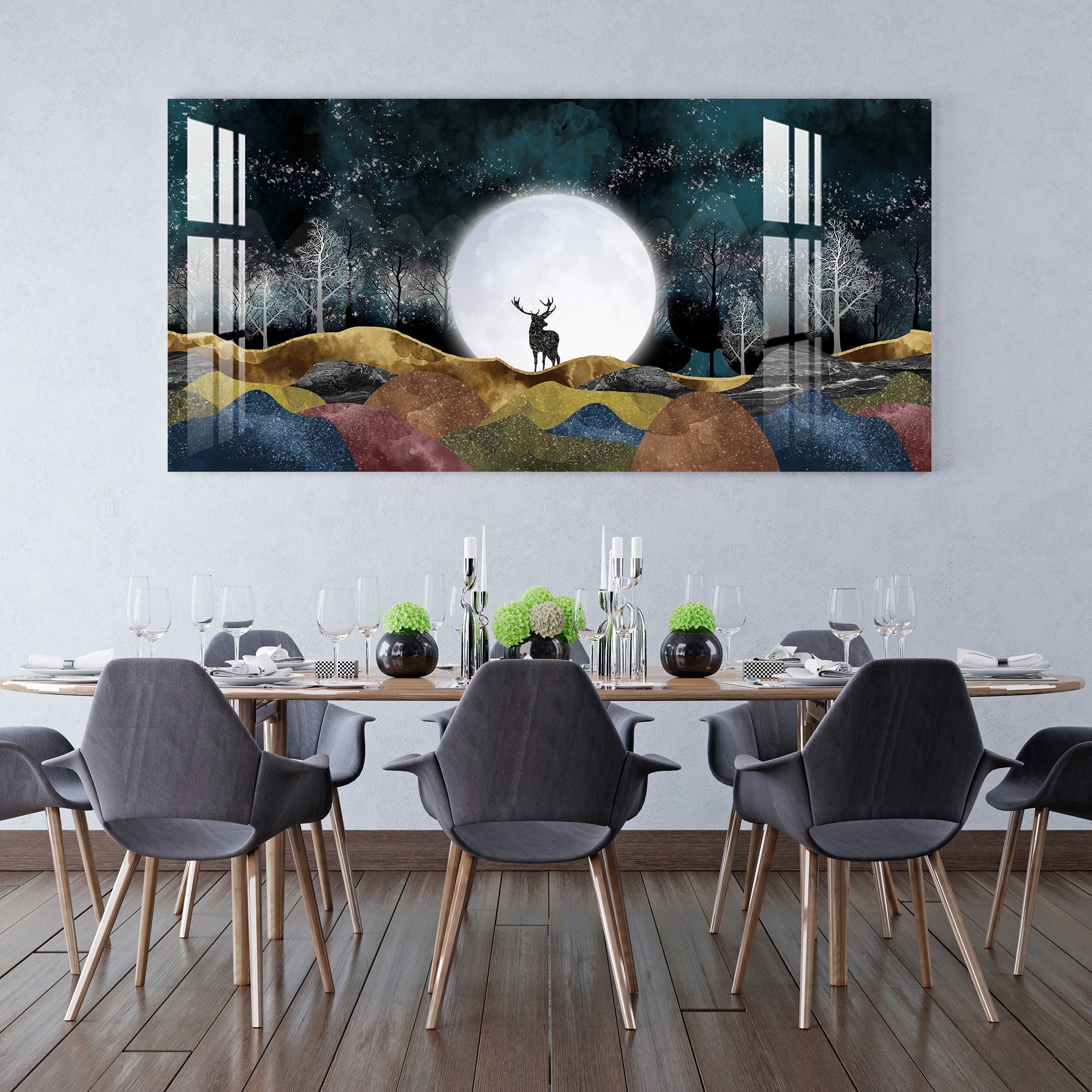 Moonlight Forest Acrylic Wall Art - 29.5X14.5 Inch / 3MM