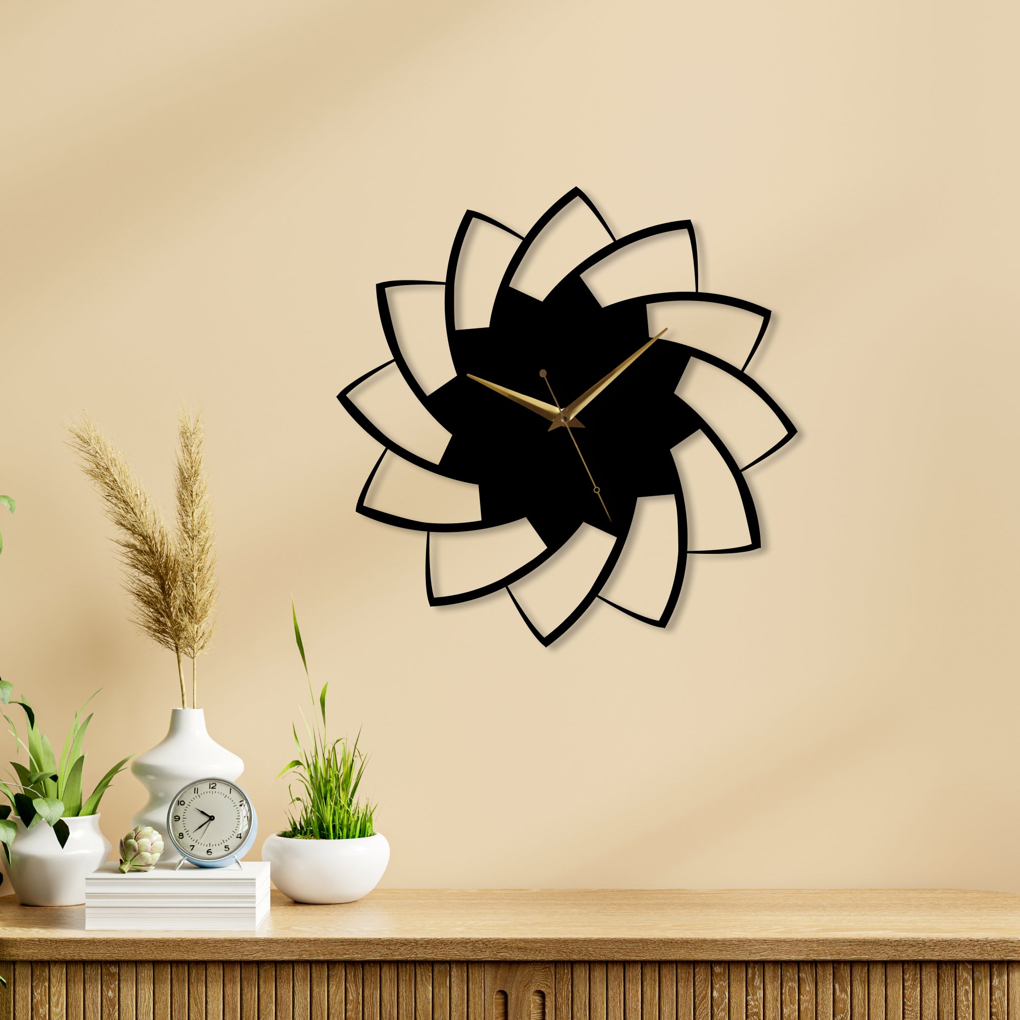Beautiful Flower Design Metal Wall Clock
