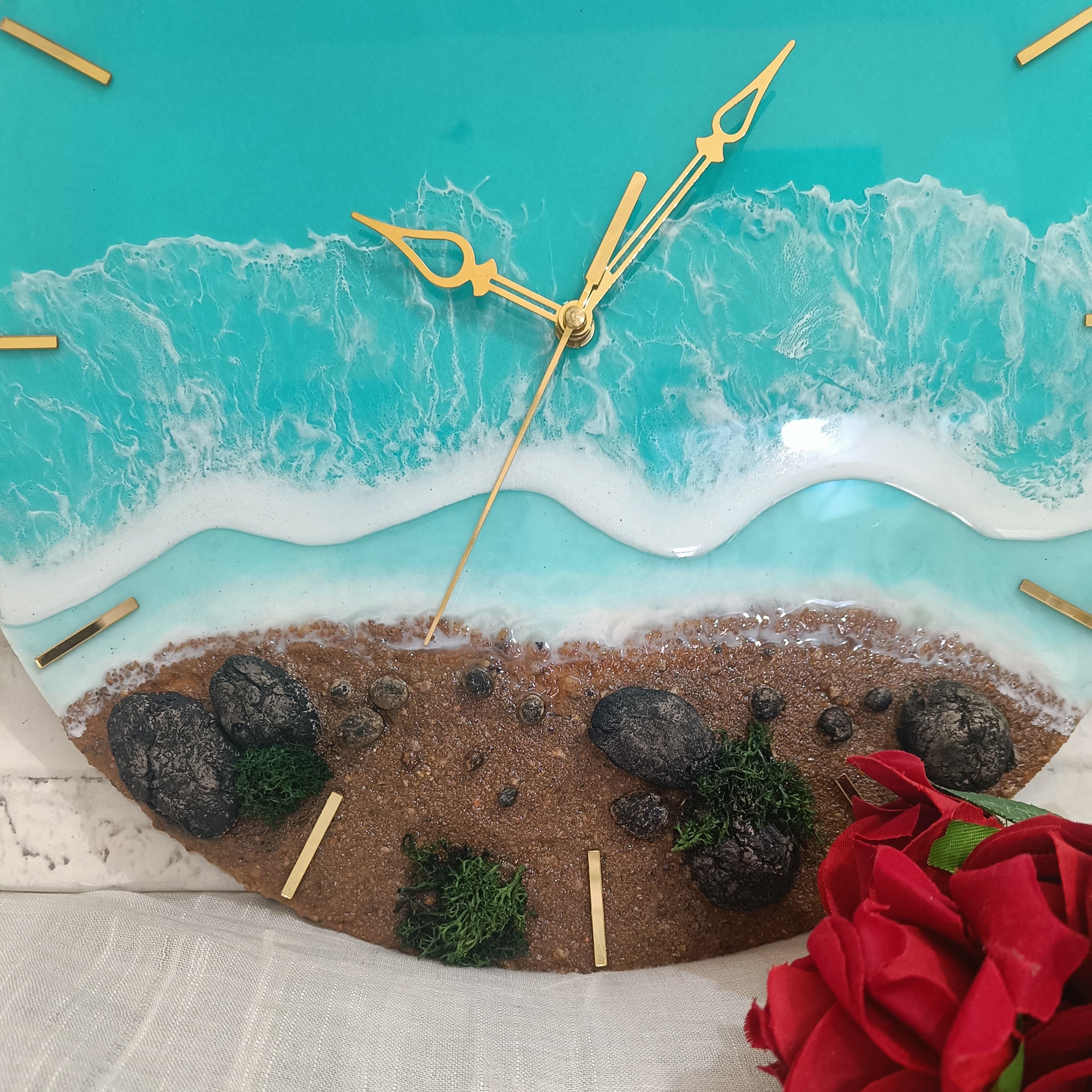 Beach View Epoxy Resin Wall Clock