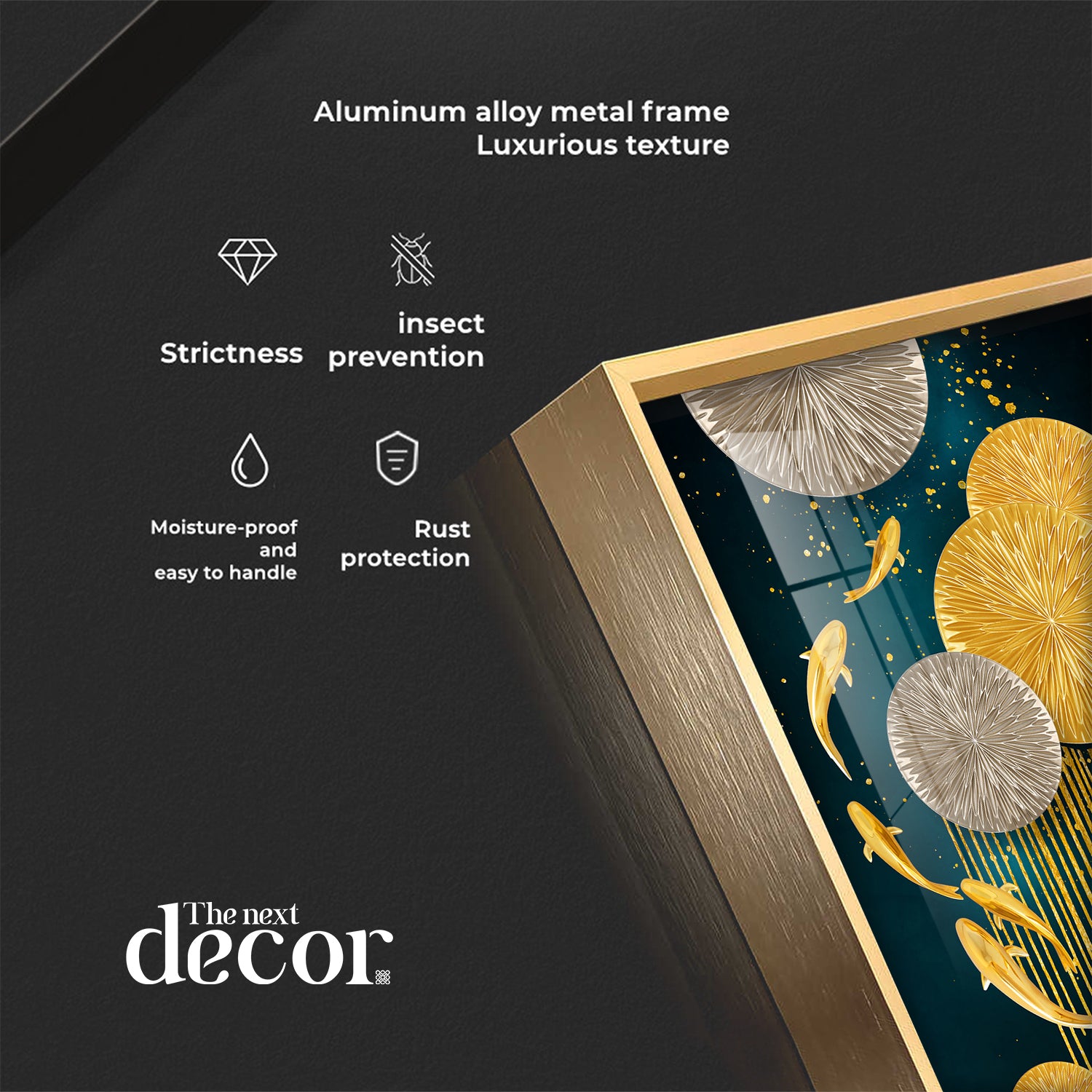 Golden Fish With Lotus Premium Acrylic Wall Art