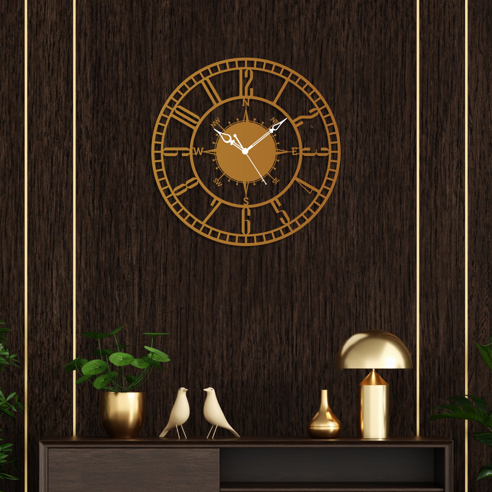 Direction Roman Design Metal Wall Clock
