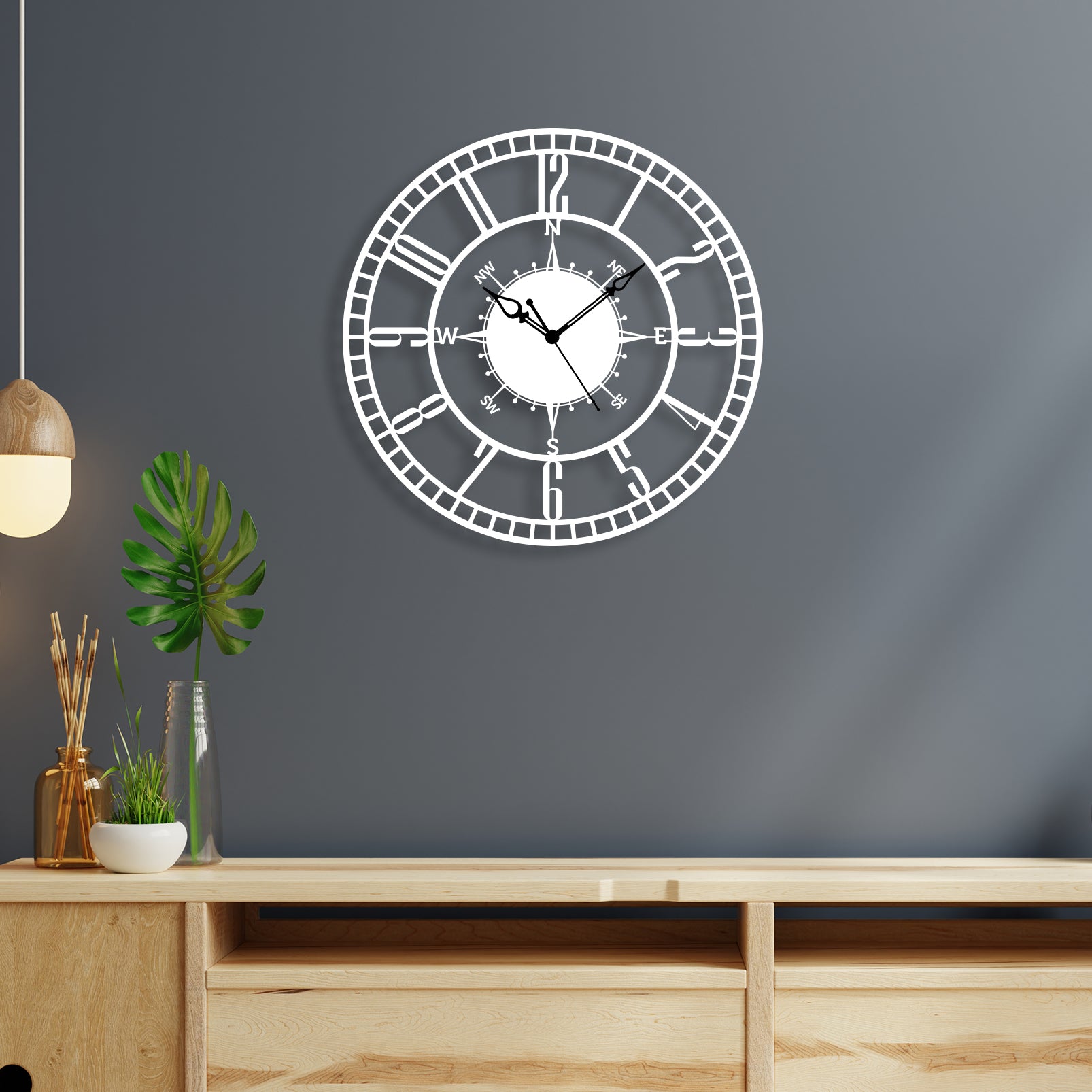 Direction Roman Design Metal Wall Clock