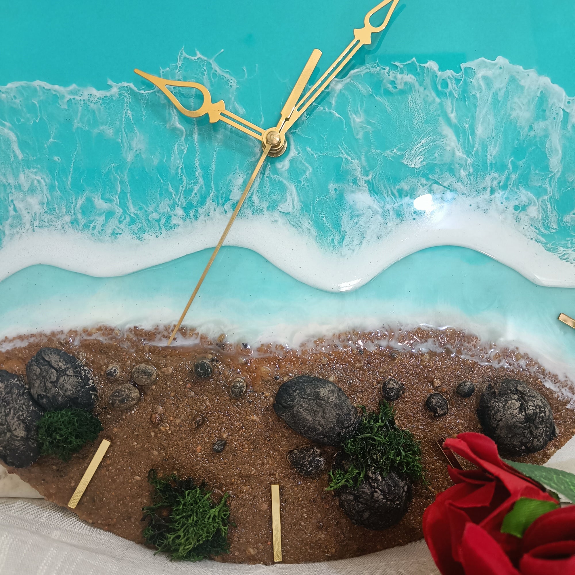 Beach View Epoxy Resin Wall Clock