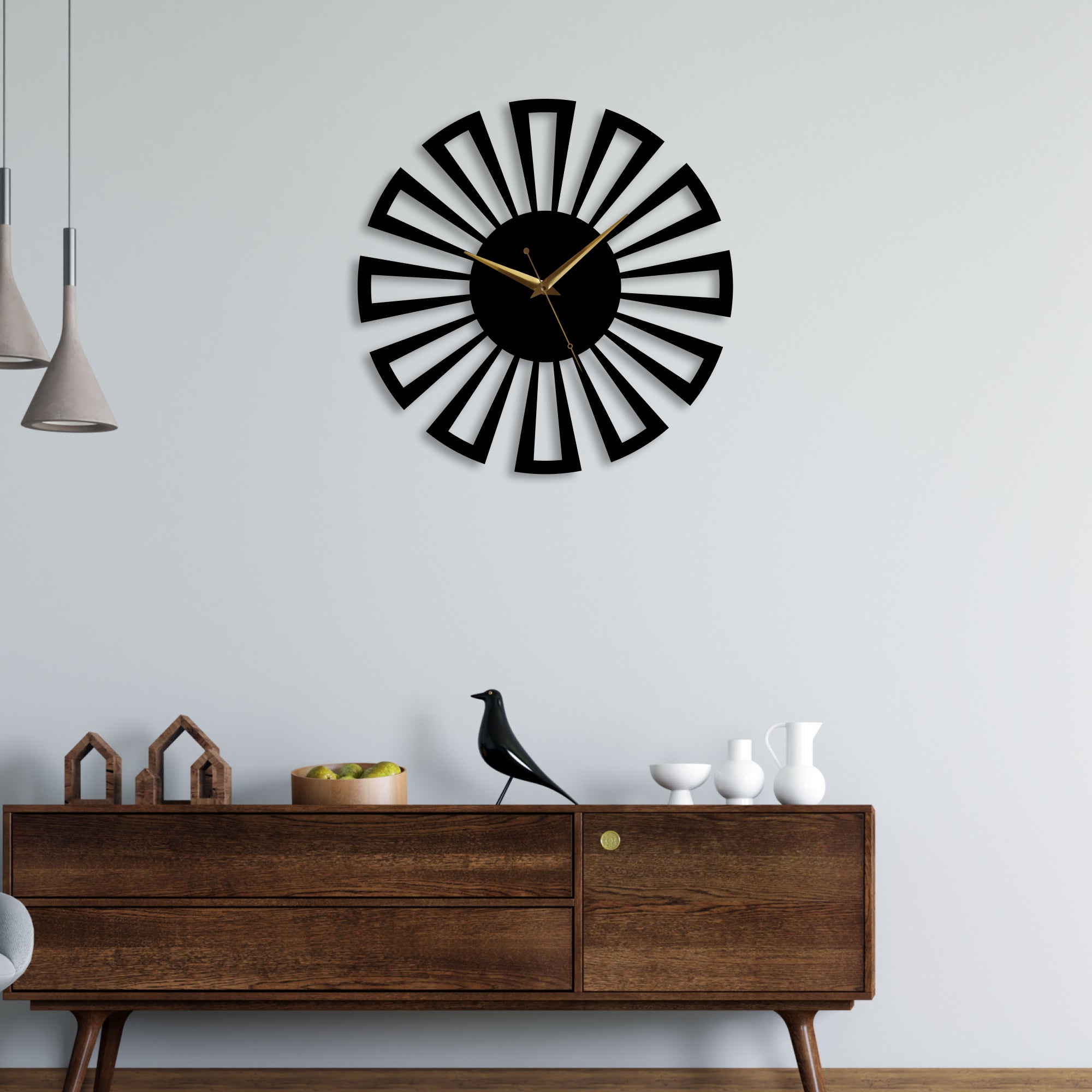 Flower Design Metal Wall Clock