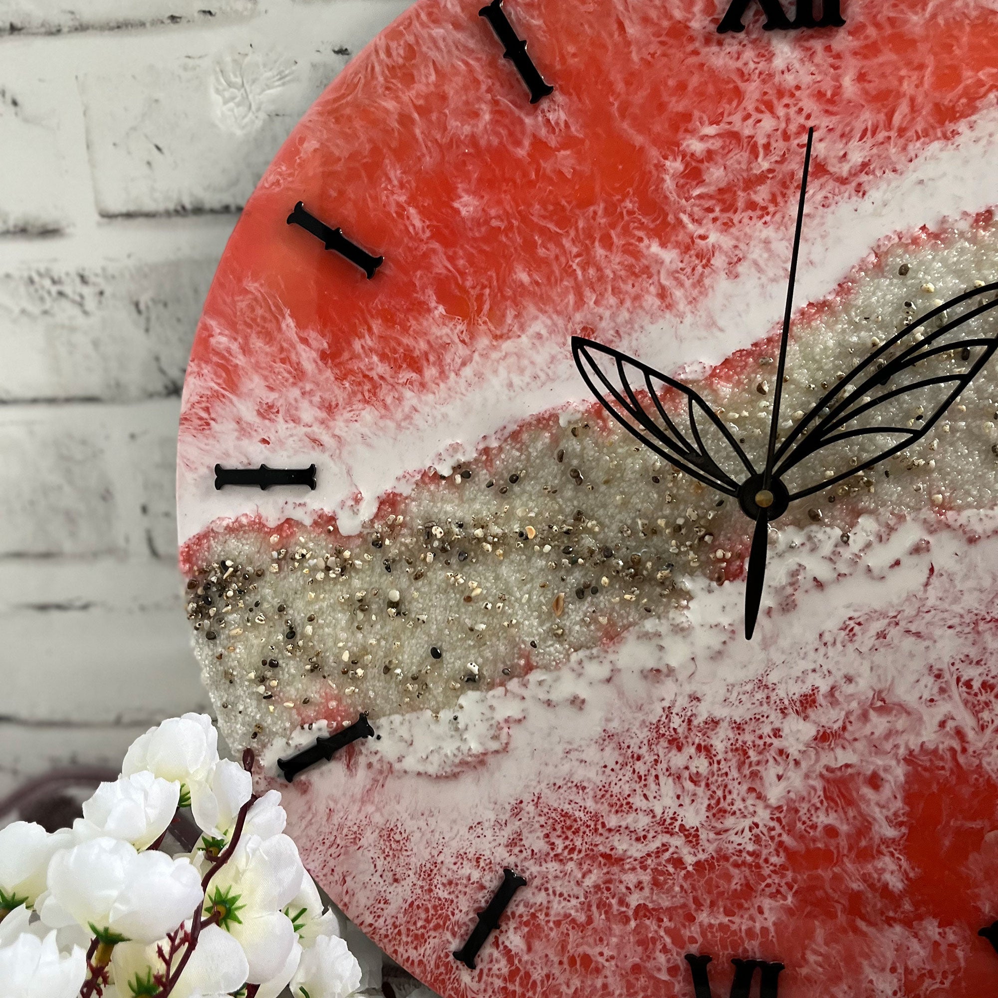 Pink Waves Epoxy Resin Wall Clock
