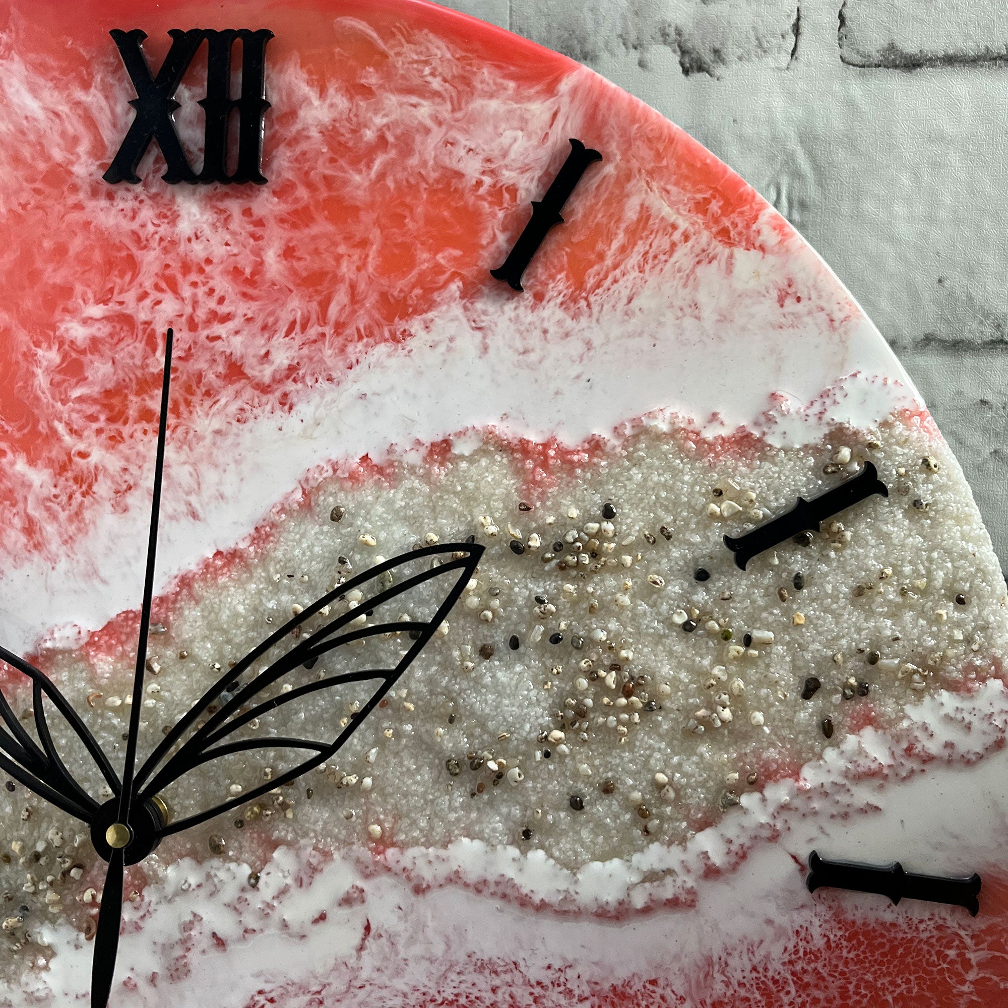 Pink Waves Epoxy Resin Wall Clock