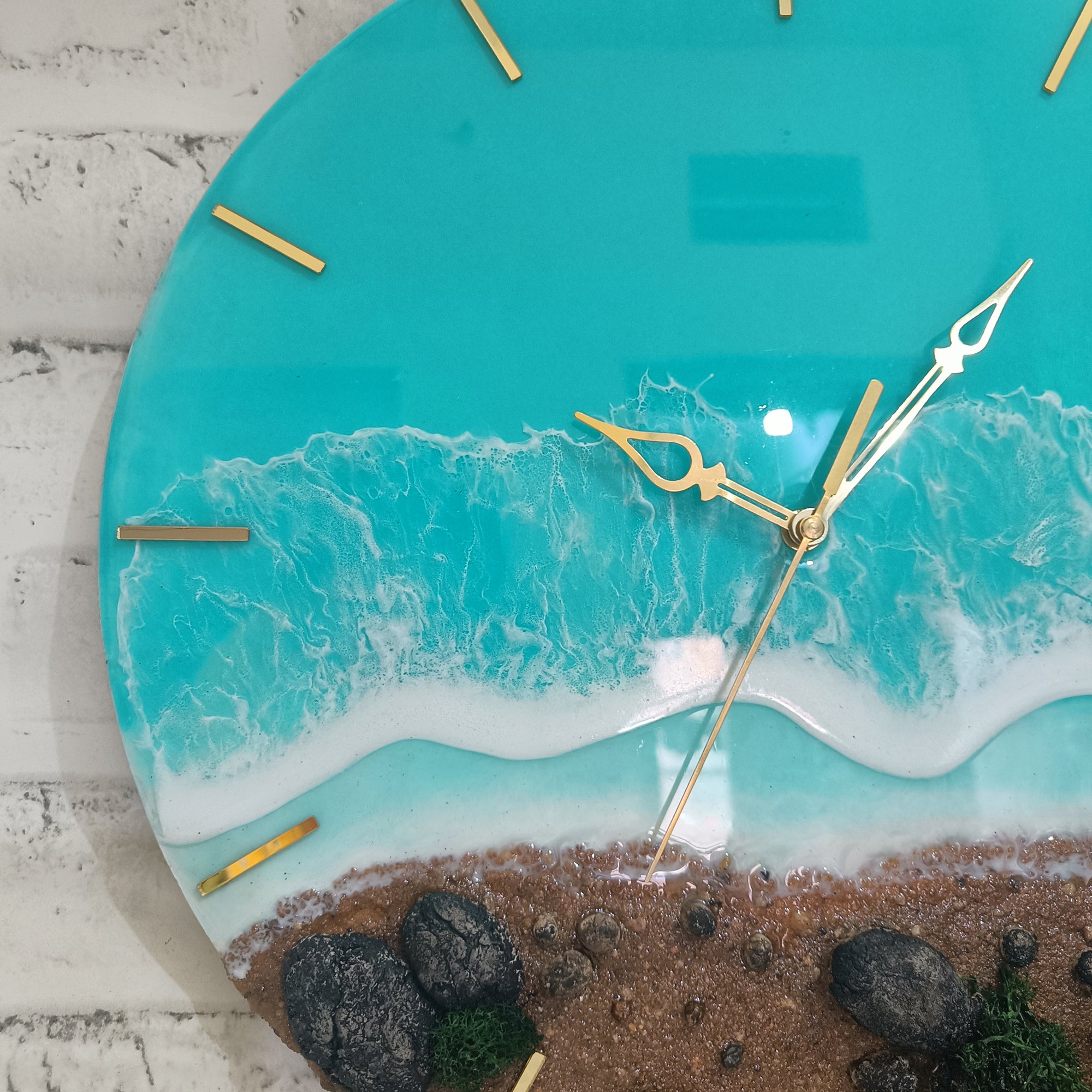 Beach View Epoxy Resin Wall Clock