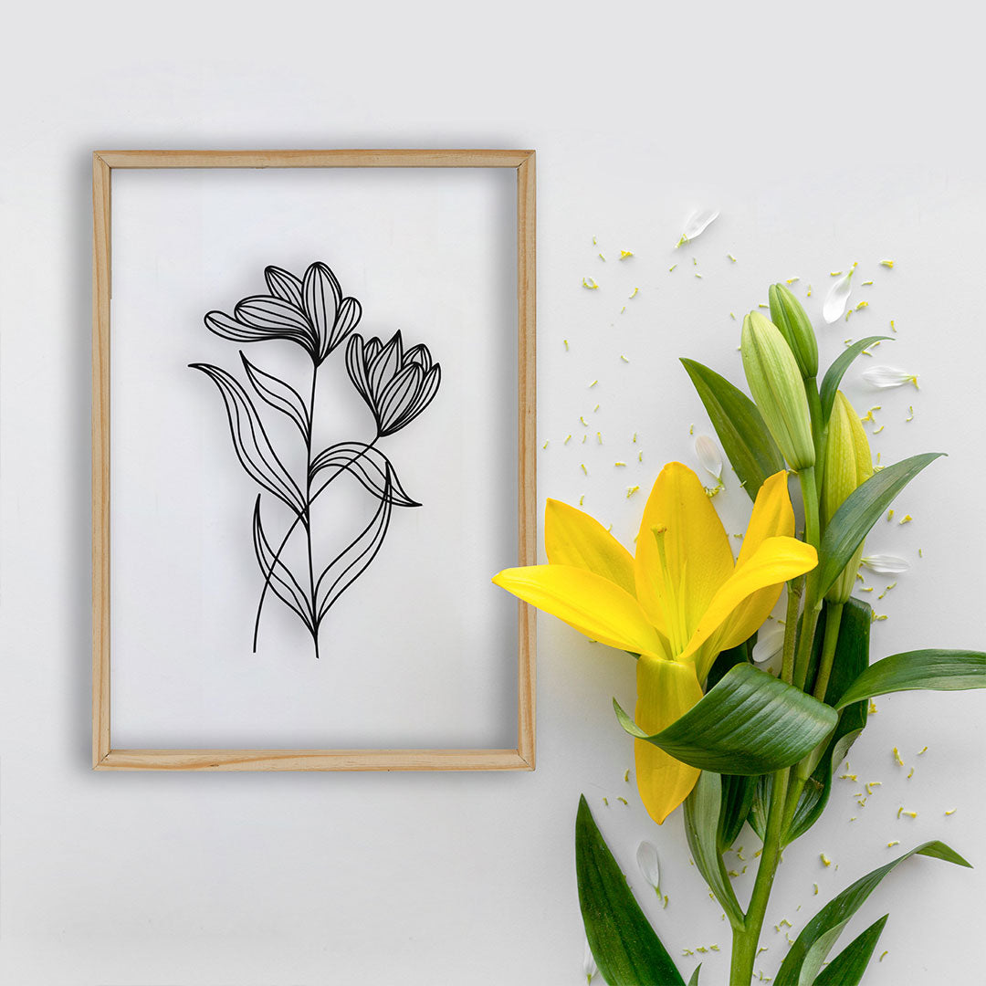 Flowers with Leaf Acrylic Frame