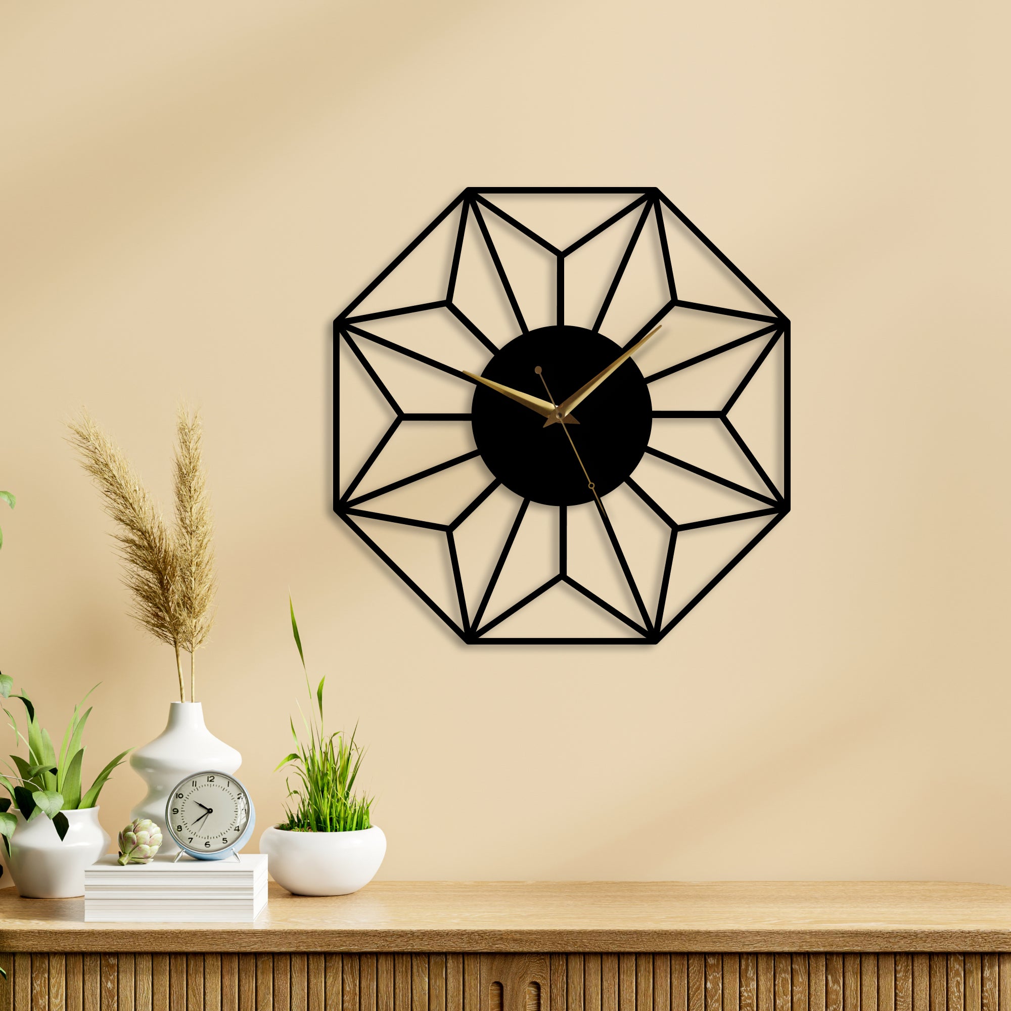 Simple Flower Design Metal Wall Clock