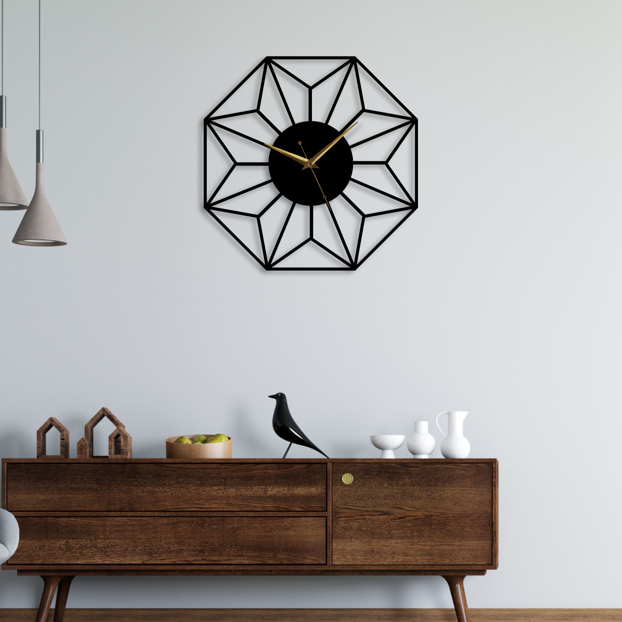Simple Flower Design Metal Wall Clock