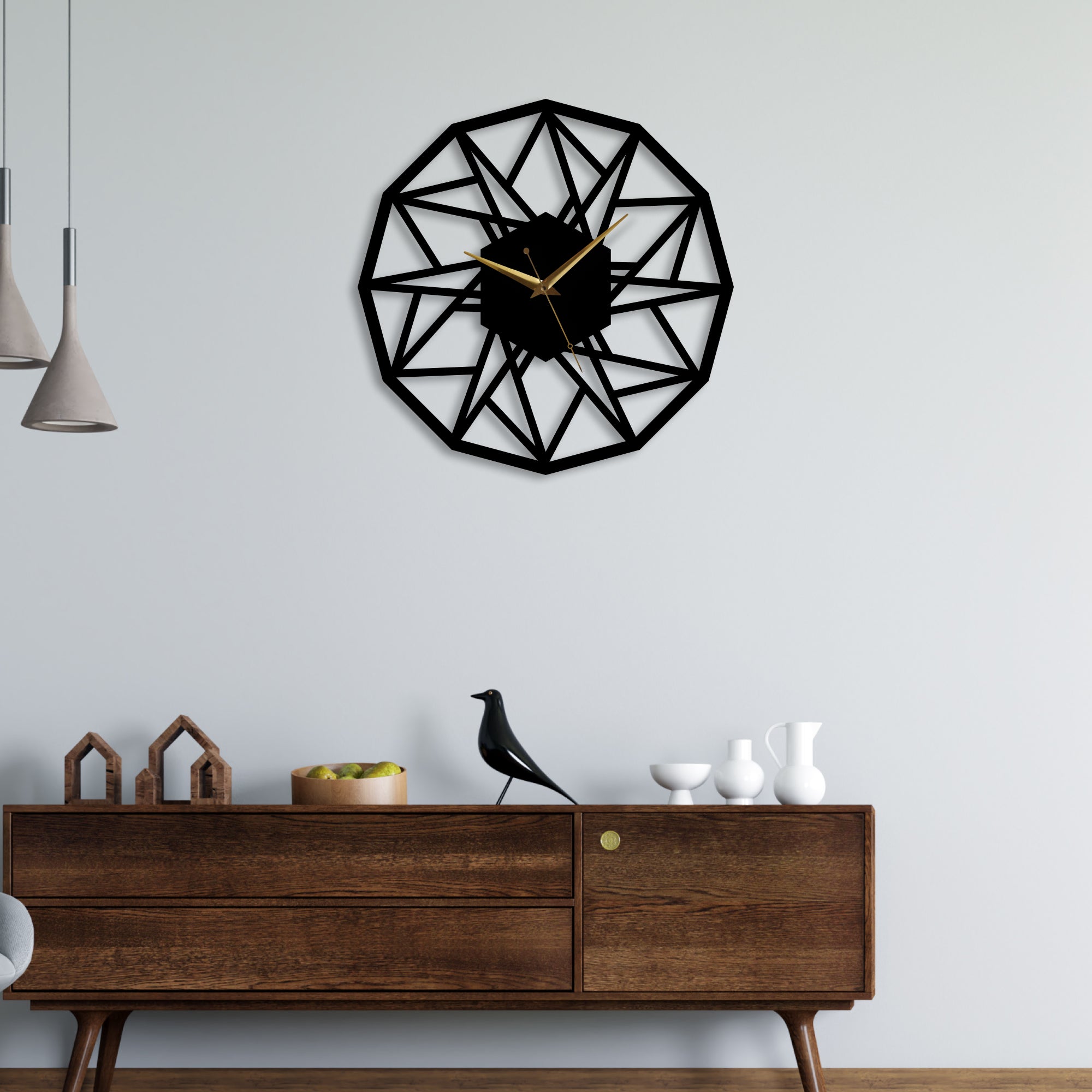 Modern Geometric Pattern Metal Wall Clock
