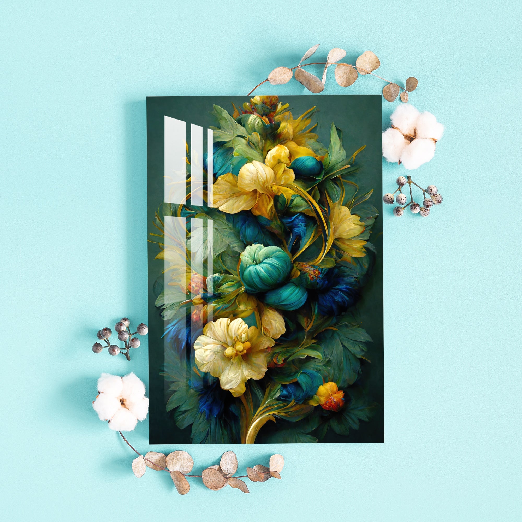 Shades of Green & Yellow Acrylic Wall Art - 23.5X16 inches / 3MM