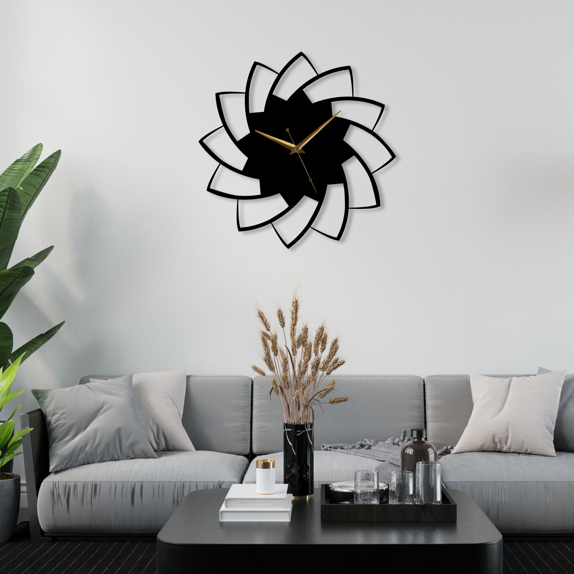 Beautiful Flower Design Metal Wall Clock