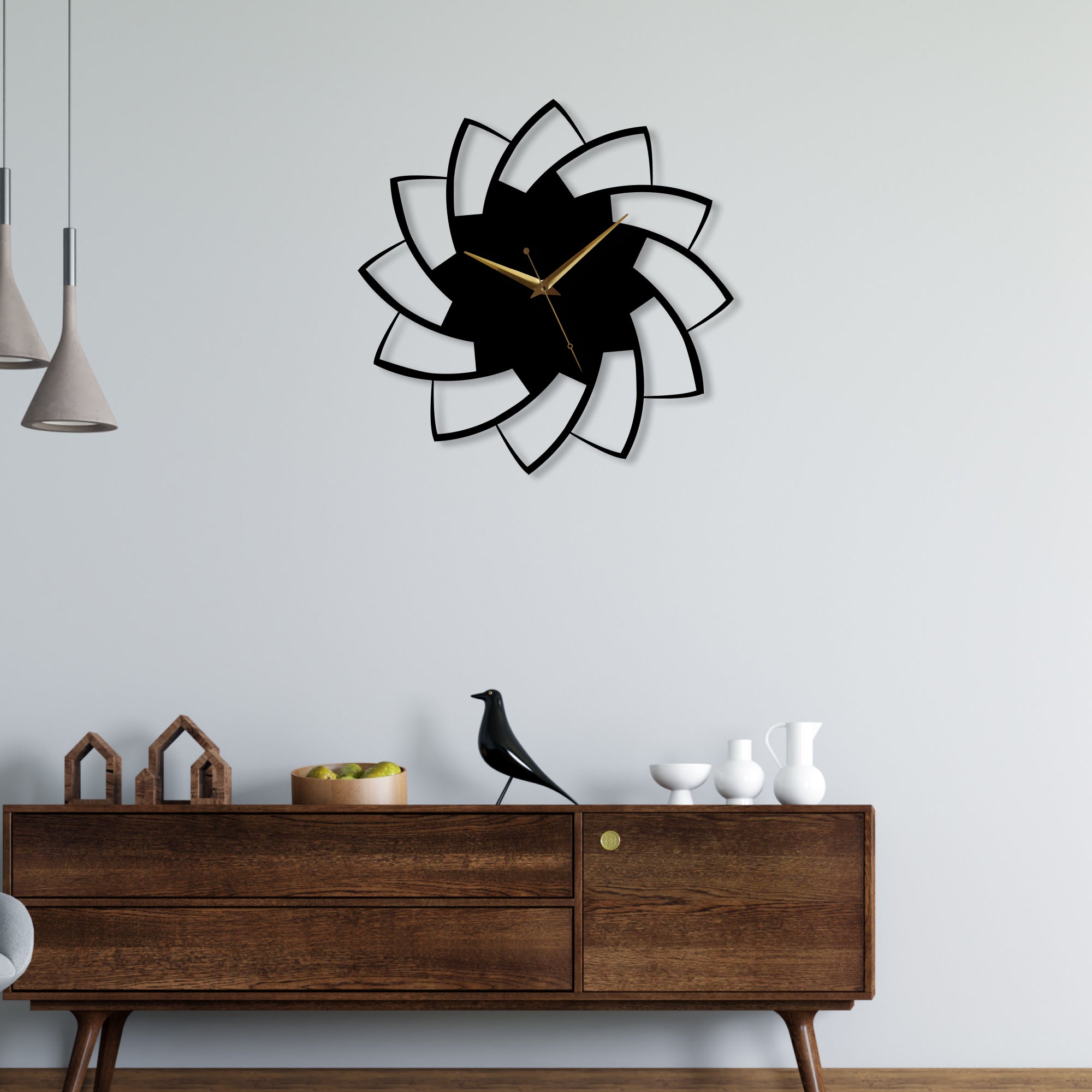 Beautiful Flower Design Metal Wall Clock