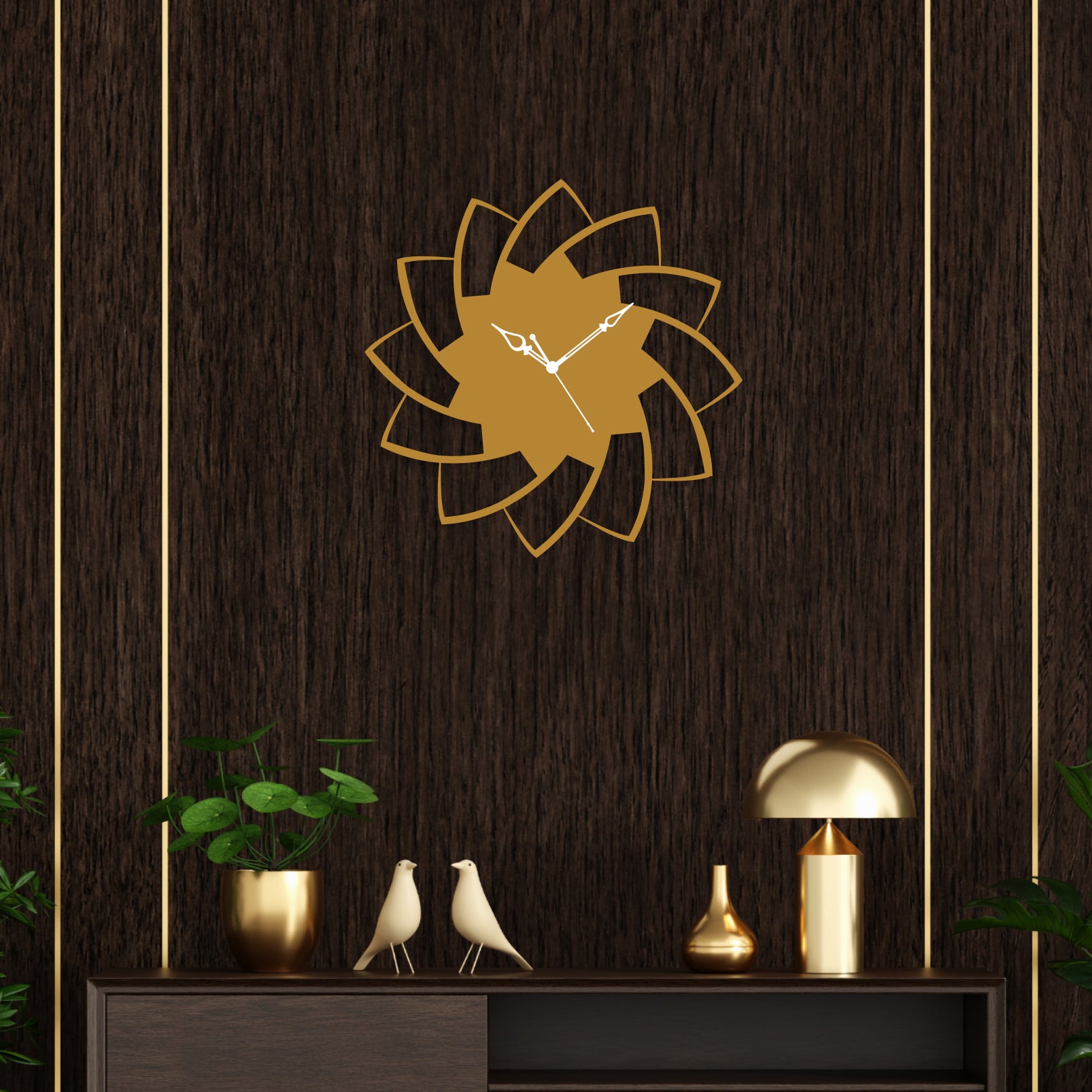 Beautiful Flower Design Metal Wall Clock