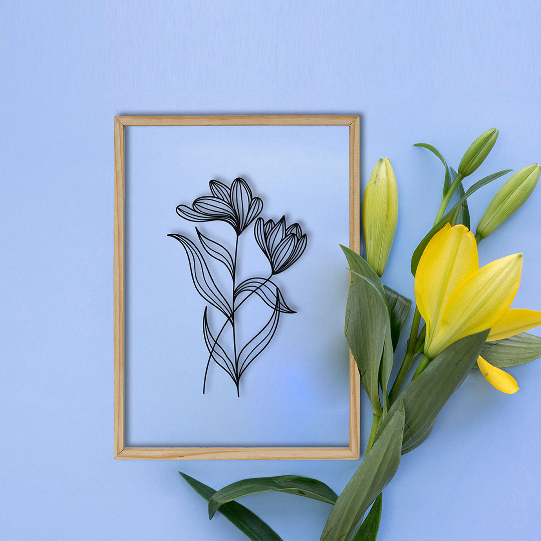 Flowers with Leaf Acrylic Frame