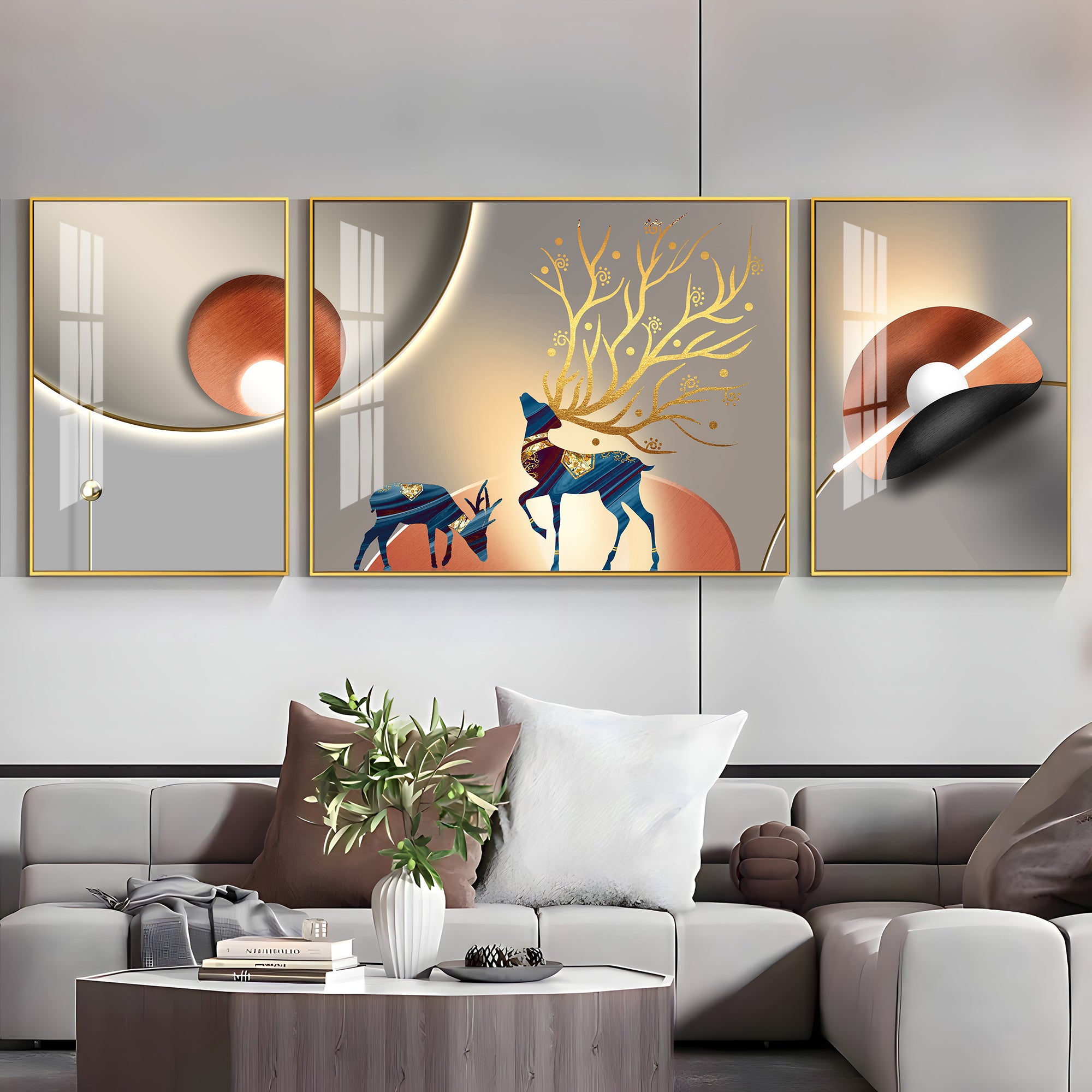 Fictional Deer Premium Acrylic Wall Art (Set of 3)