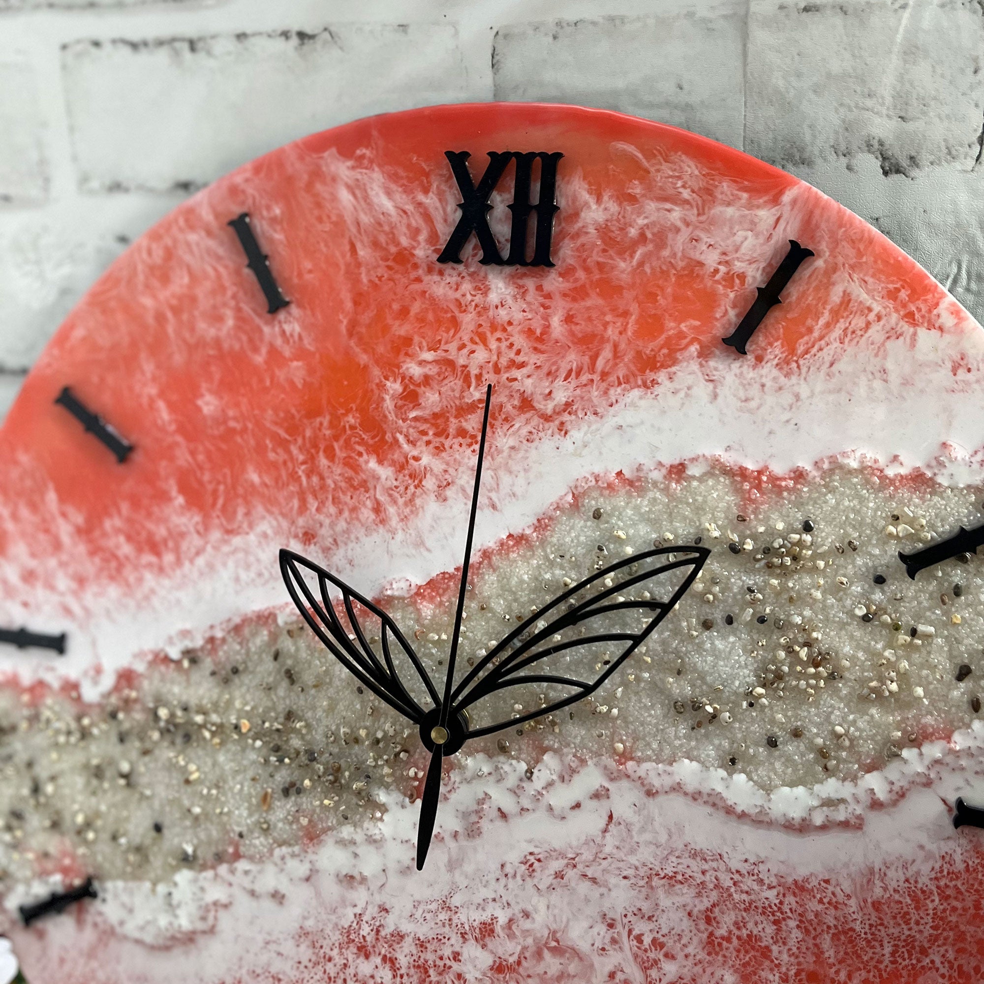 Pink Waves Epoxy Resin Wall Clock