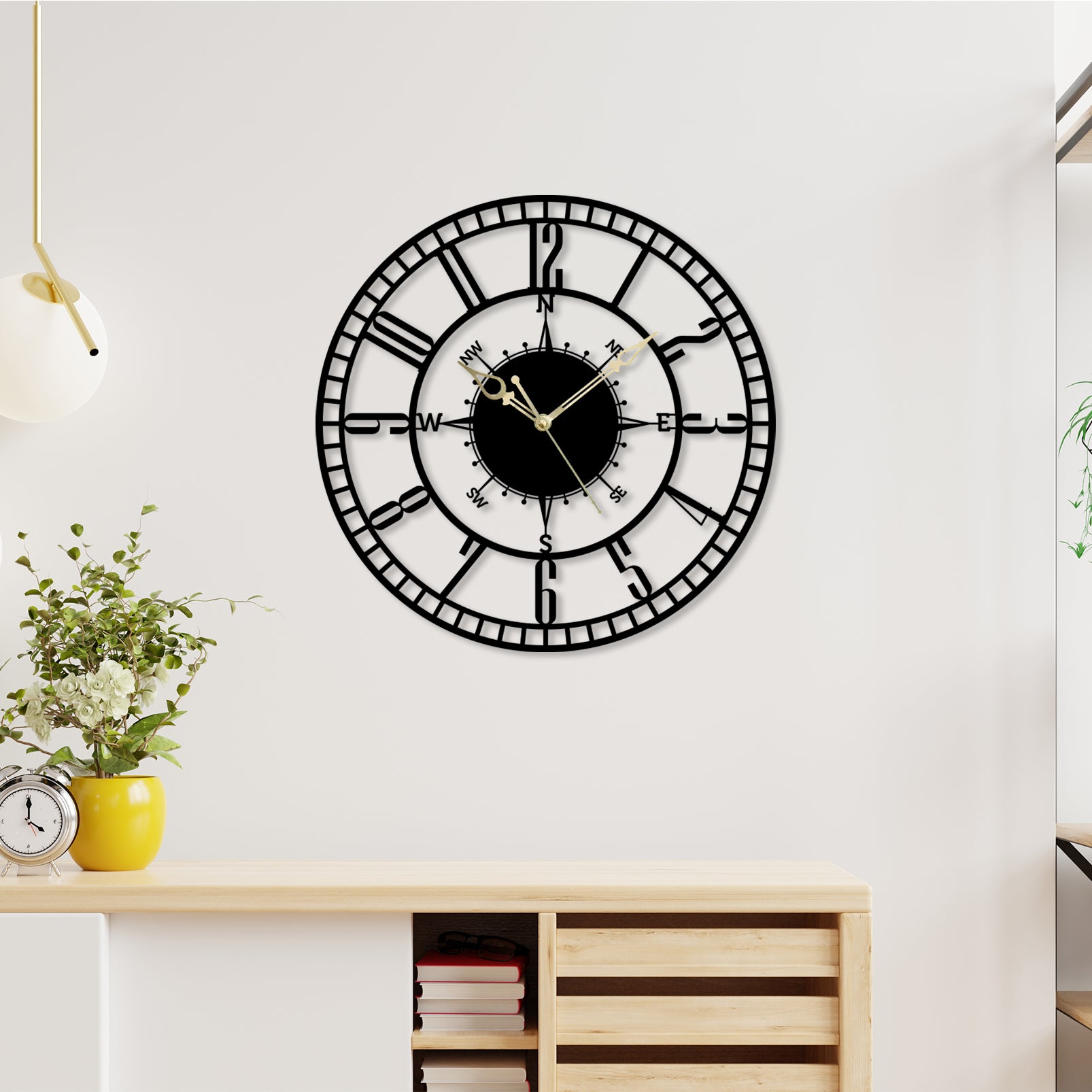 Direction Roman Design Metal Wall Clock