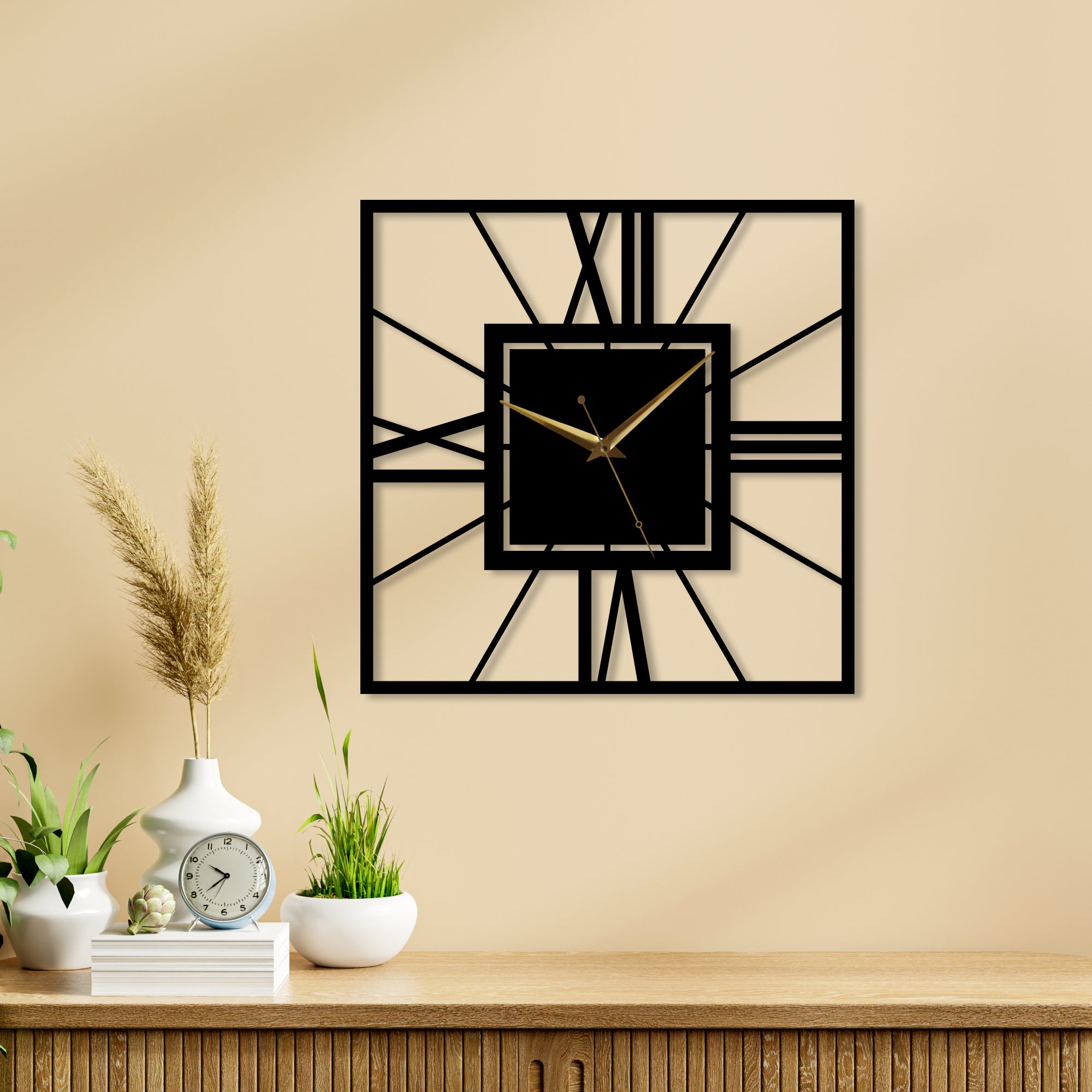 Attractive Roman Square Metal Wall Clock