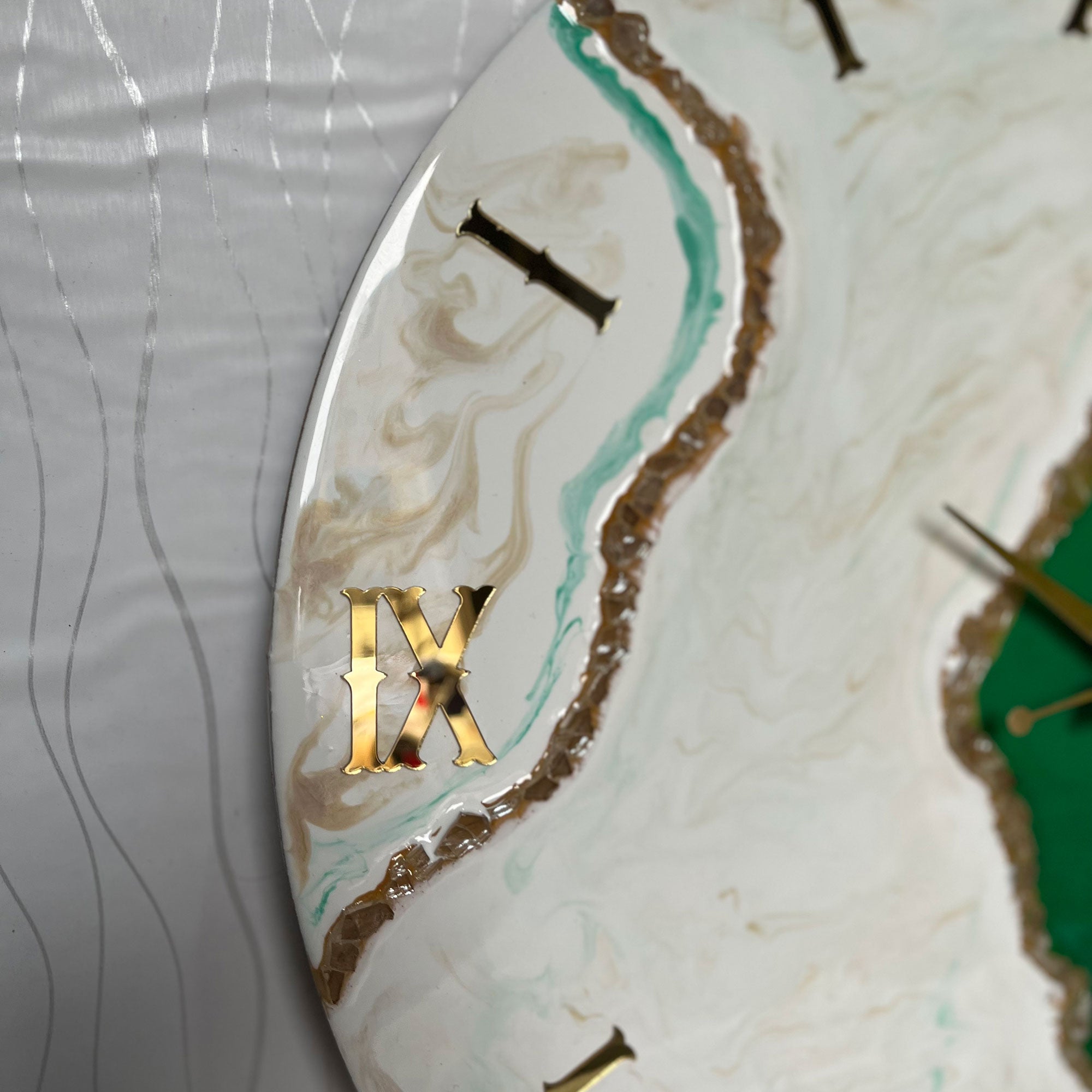 Ultimate Green & White Epoxy Resin Wall Clock