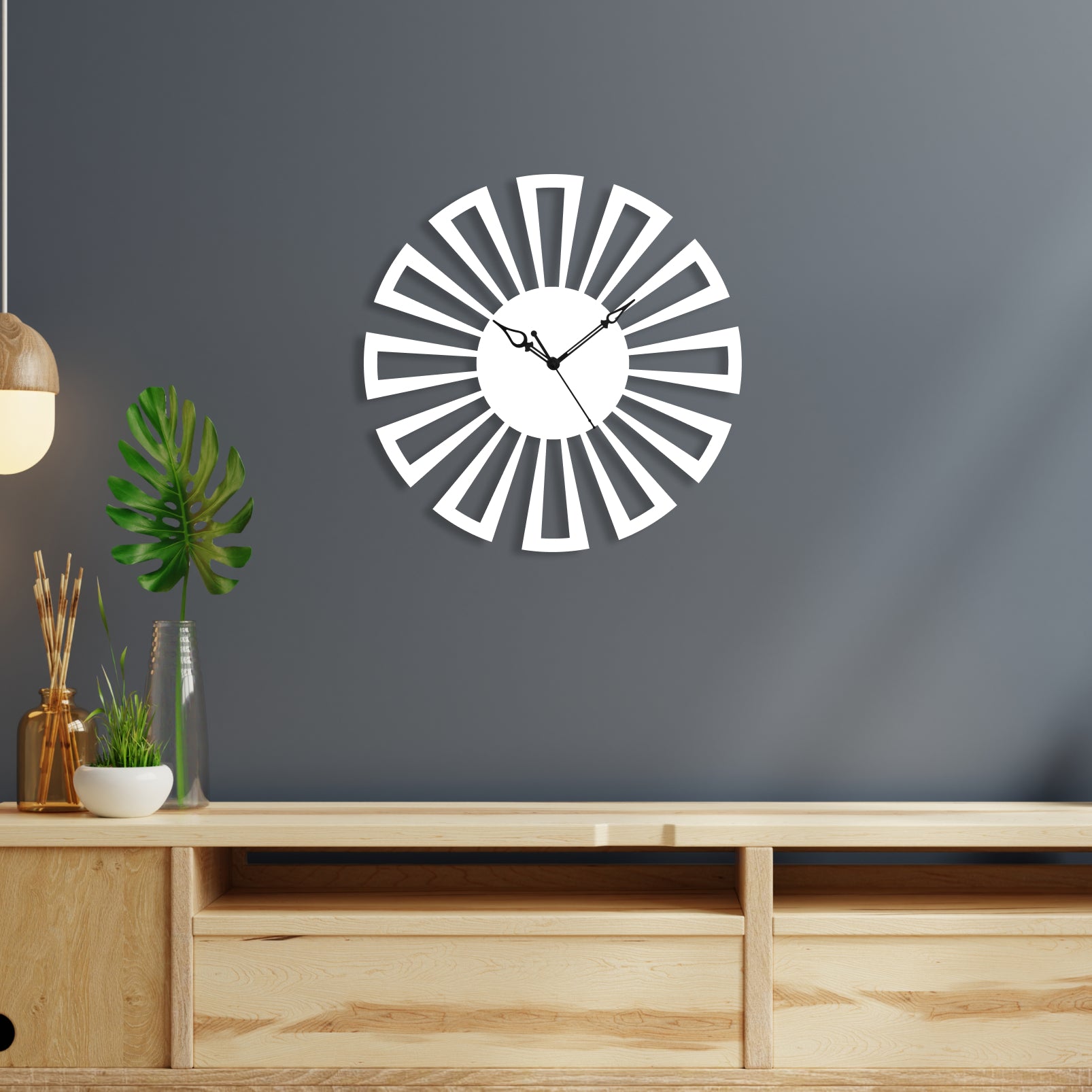 Flower Design Metal Wall Clock