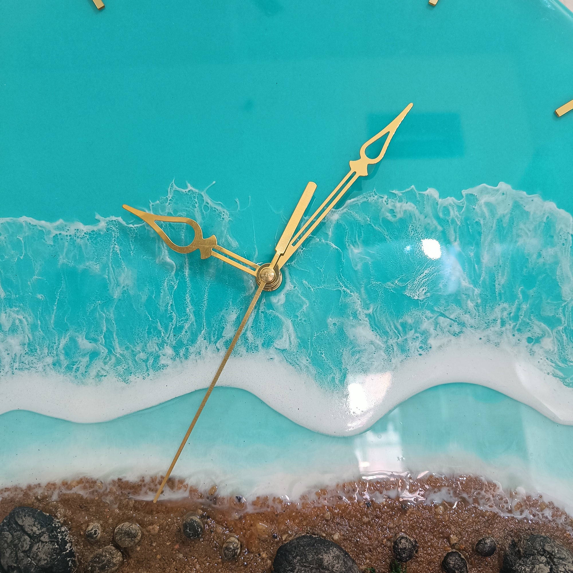 Beach View Epoxy Resin Wall Clock