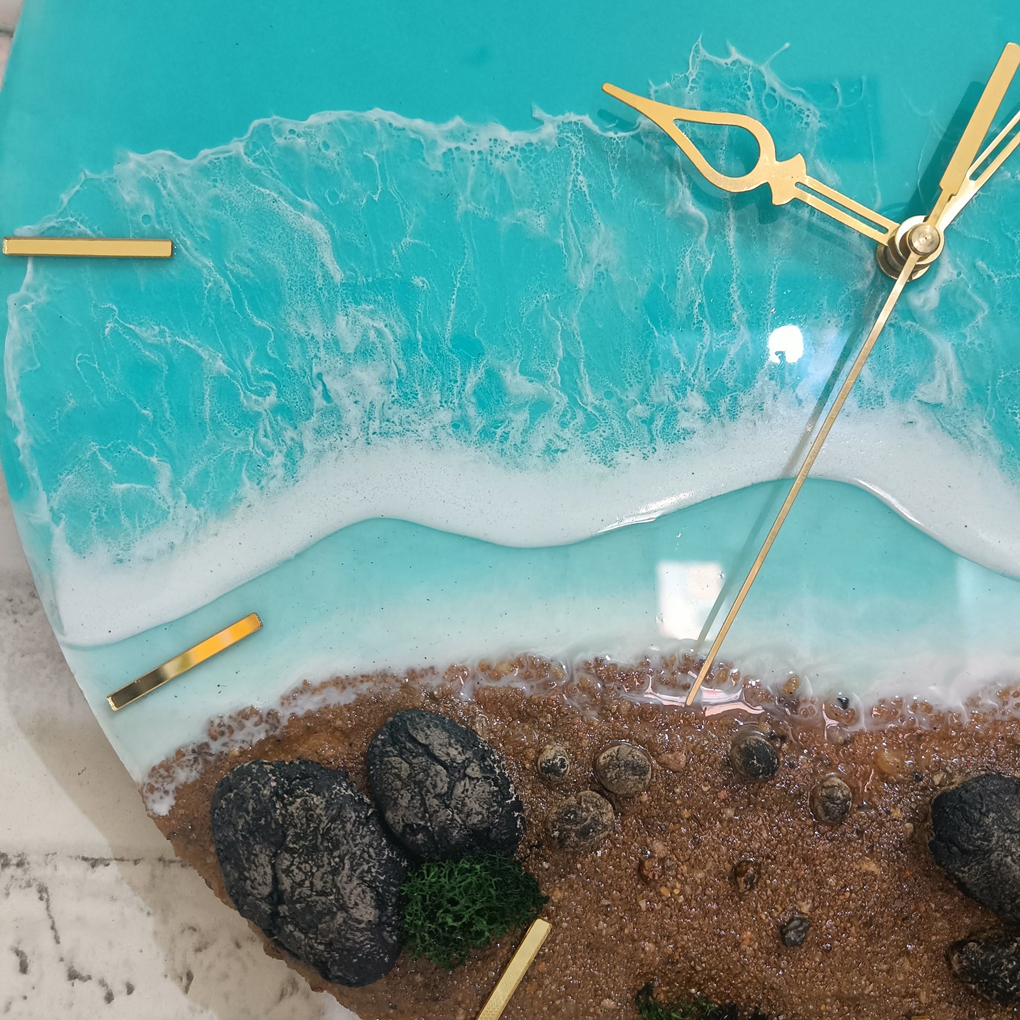 Beach View Epoxy Resin Wall Clock
